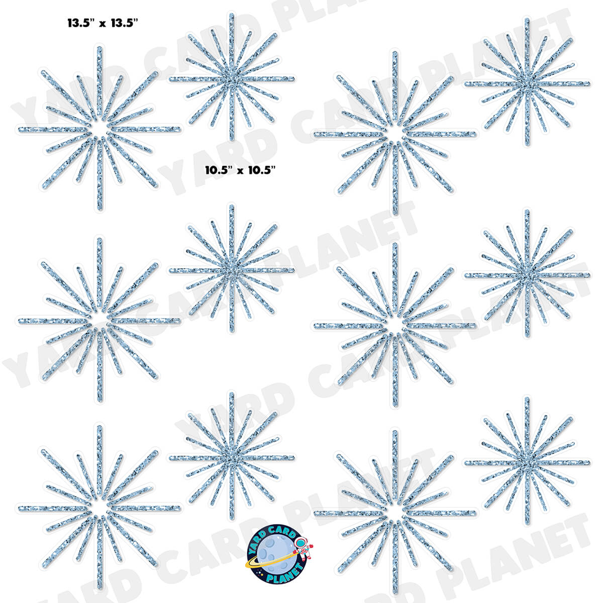 Baby Blue Glitter Pattern Starbursts Half Sheet Yard Card Flair Set