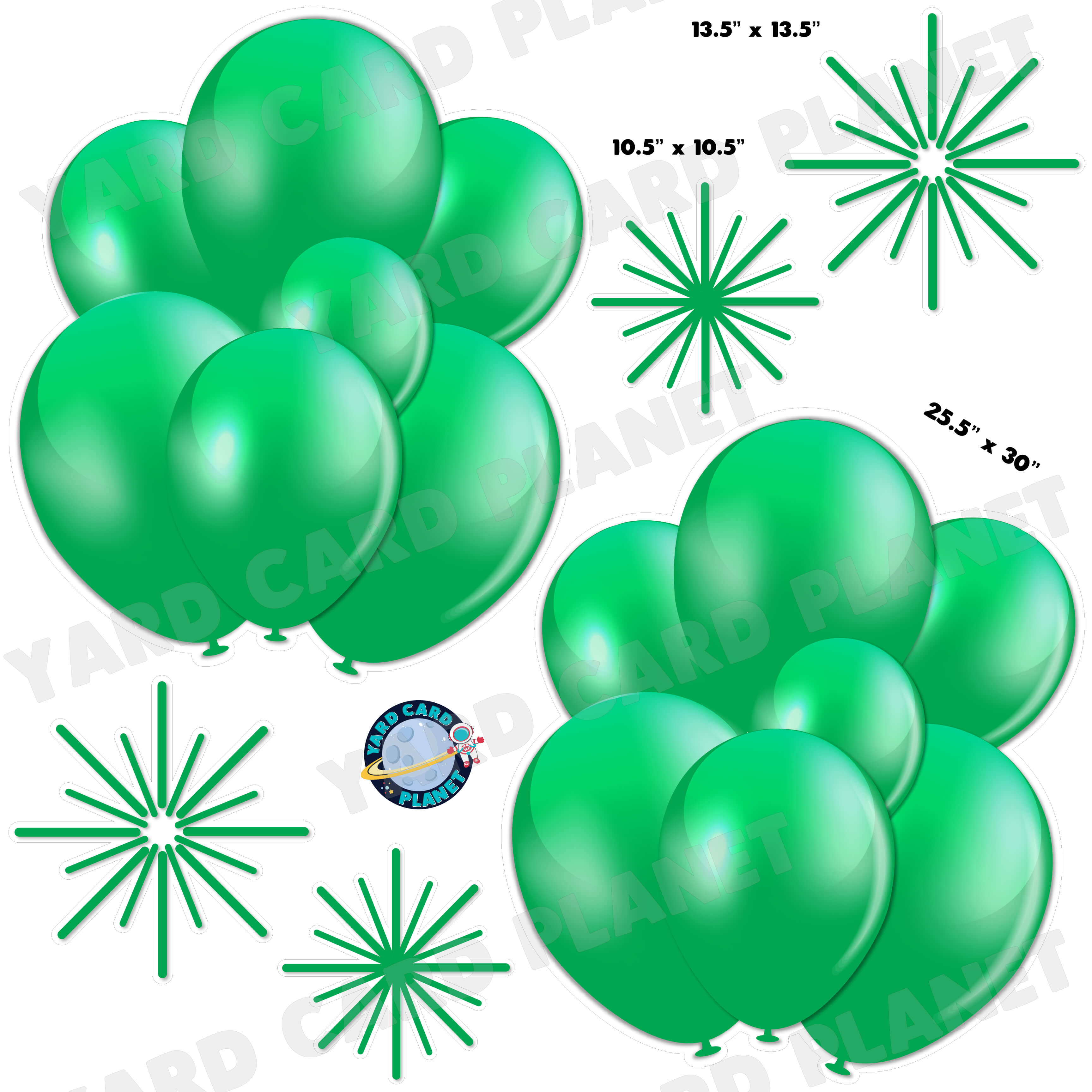 Green Balloon Bouquets and Starbursts Half Sheet Yard Card Flair Set
