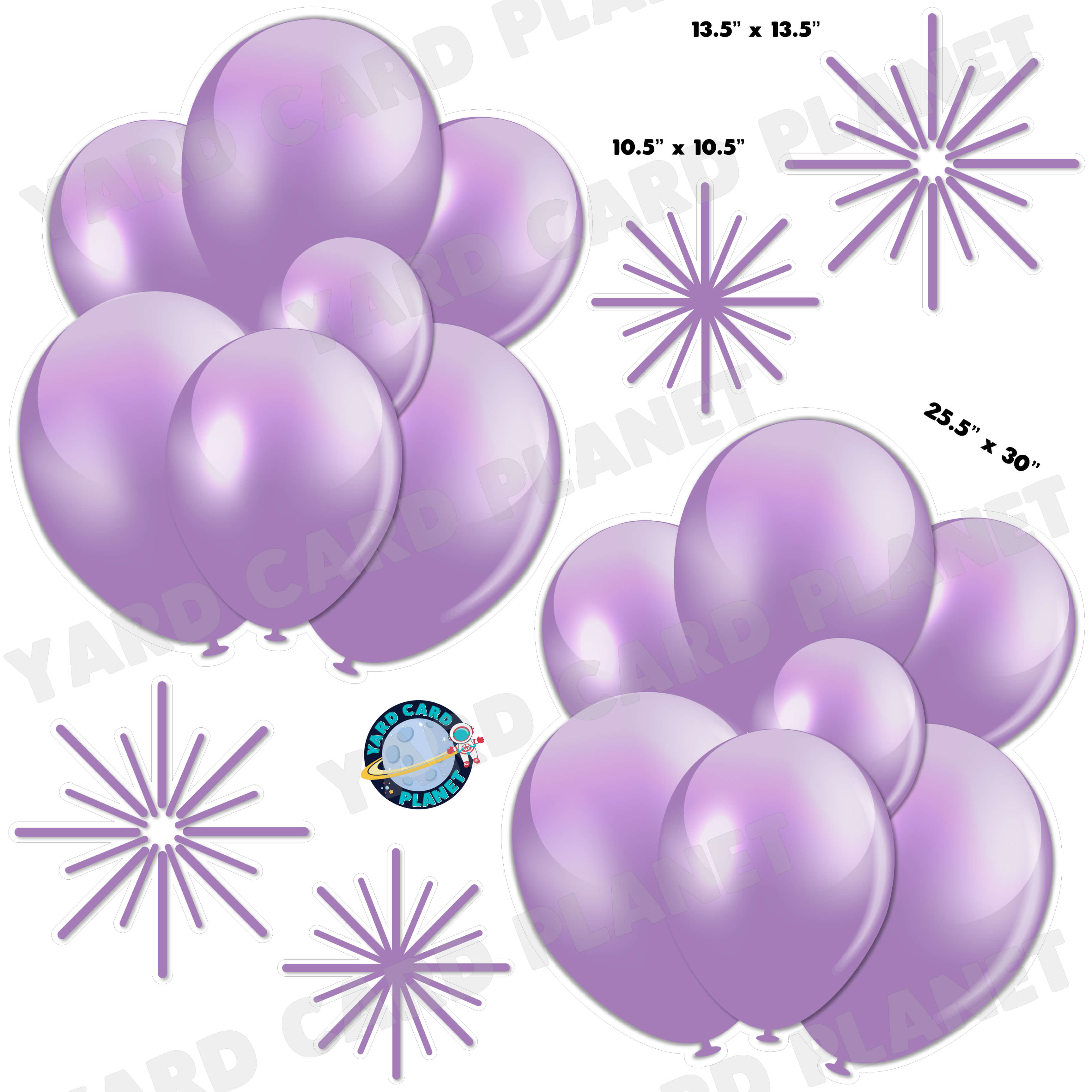 Light Purple Balloon Bouquets and Starbursts Half Sheet Yard Card Flair Set