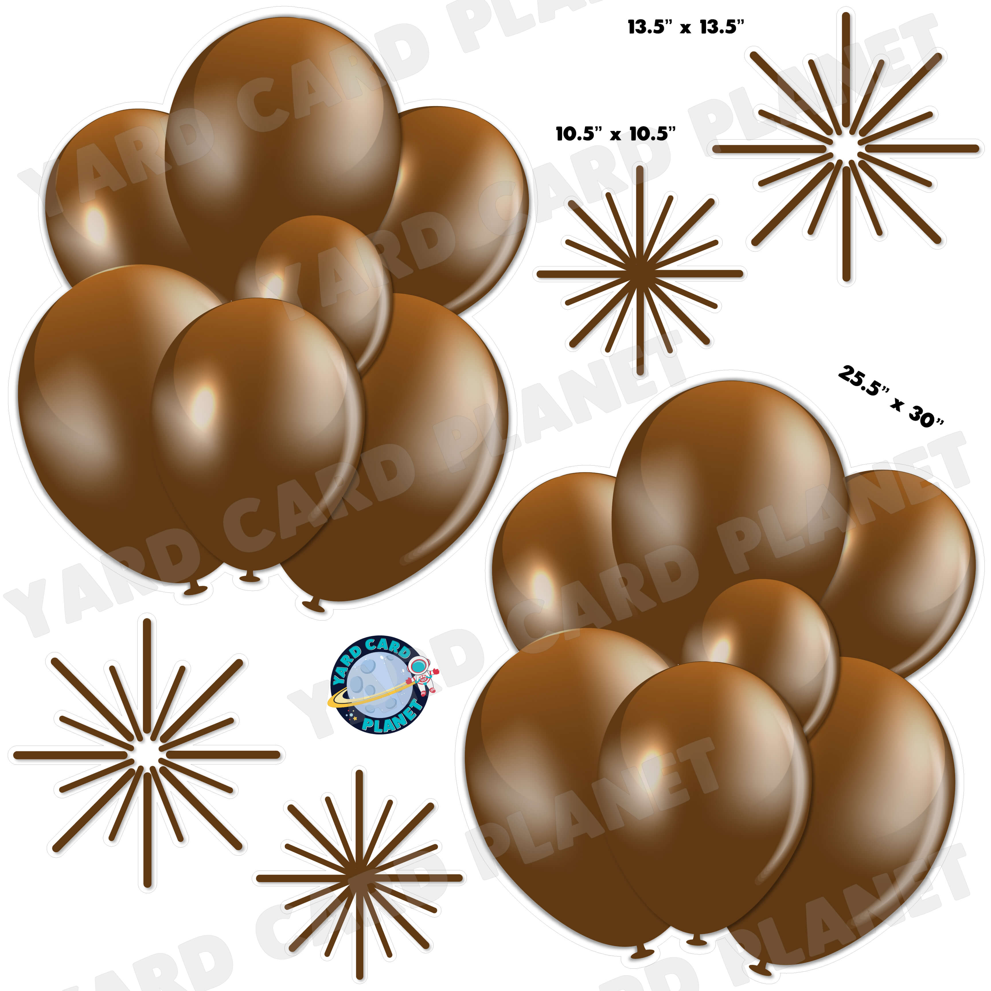 Brown Balloon Bouquets and Starbursts Half Sheet Yard Card Flair Set