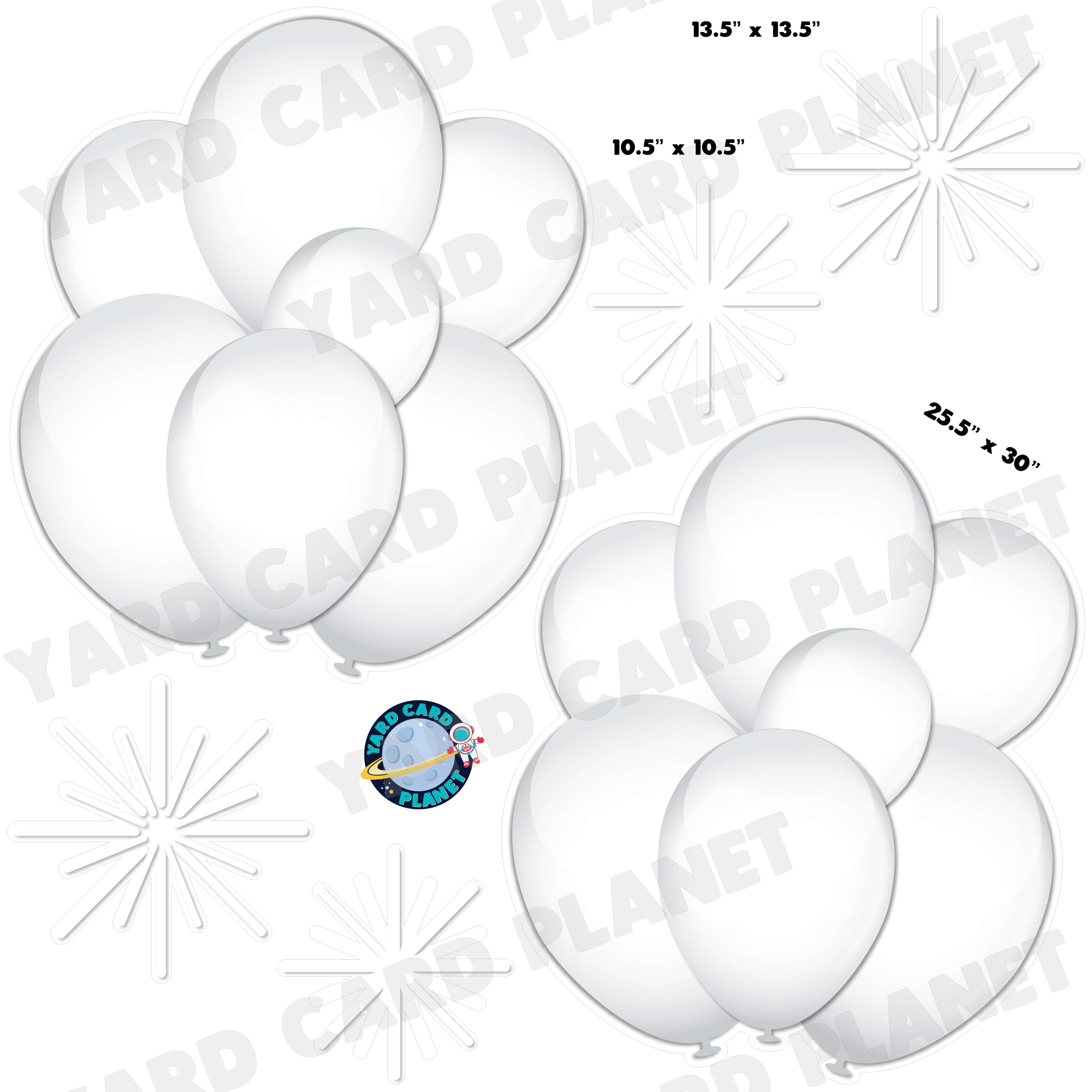 White Balloon Bouquets and Starbursts Half Sheet Yard Card Flair Set