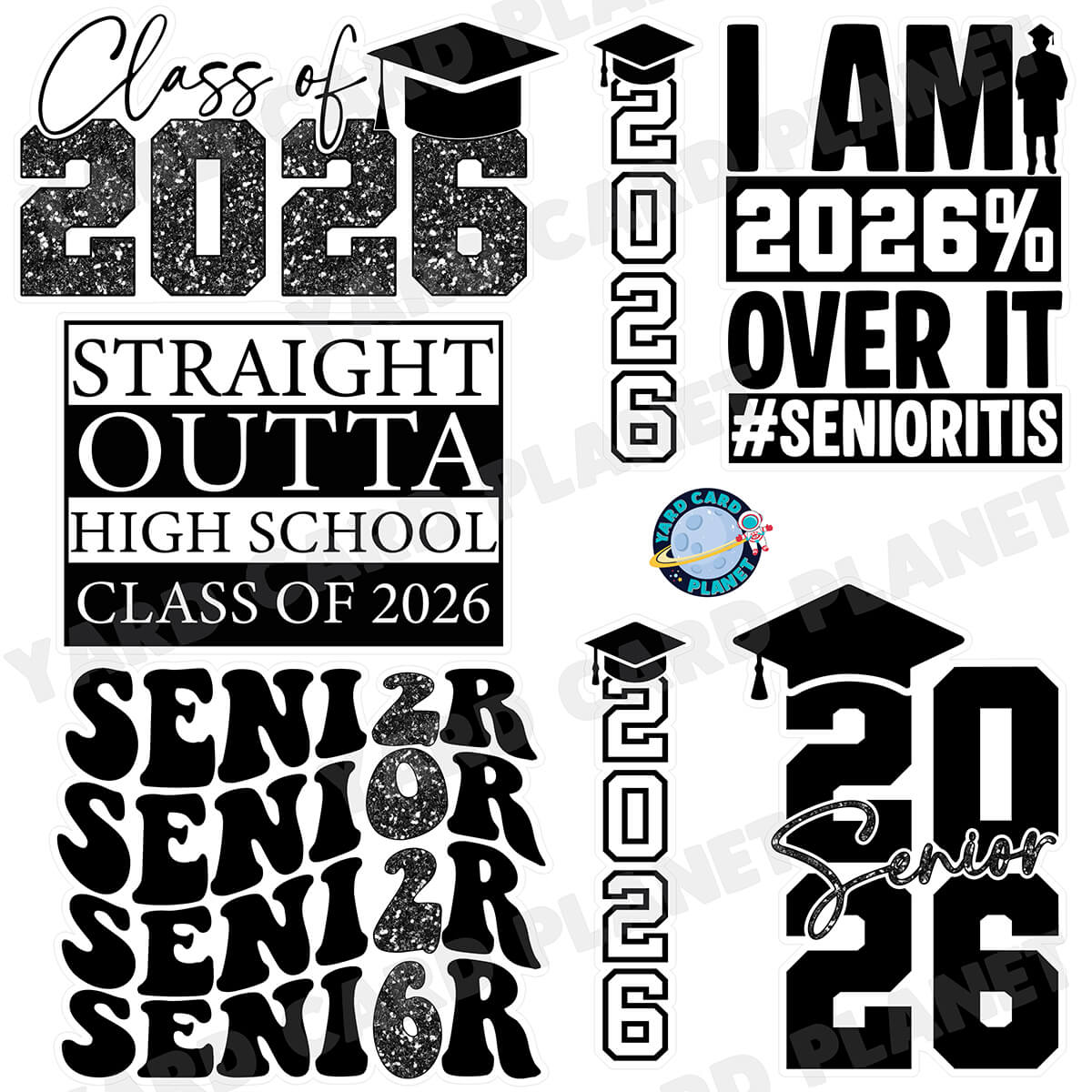 Senior Graduation Signs Half Sheet Yard Card Flair Set