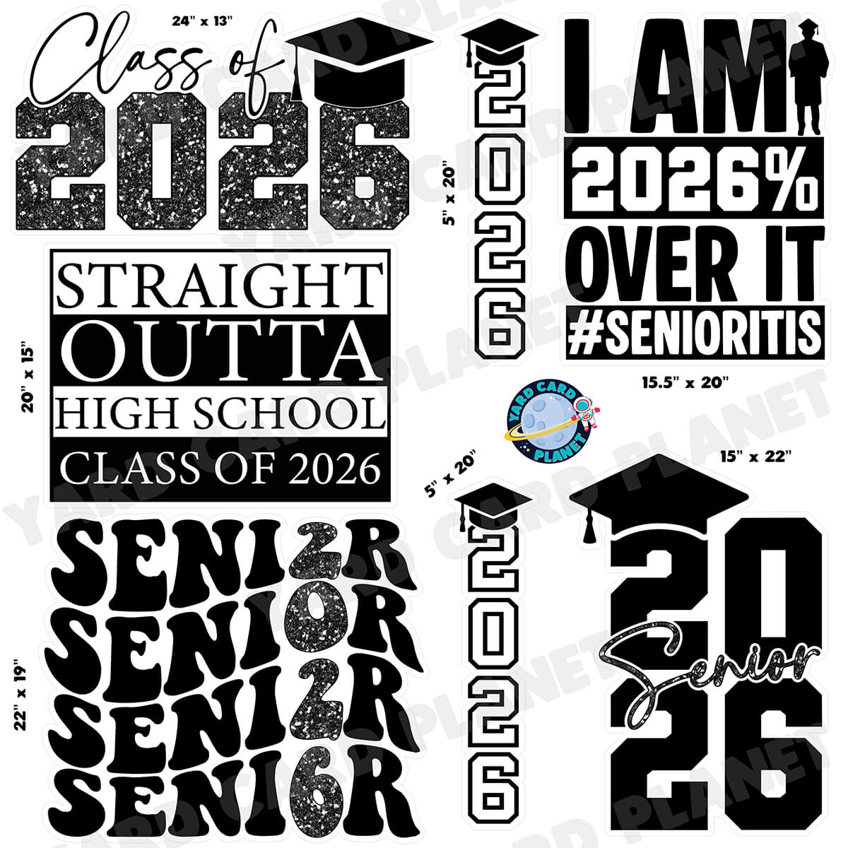 Senior Graduation Signs Half Sheet Yard Card Flair Set