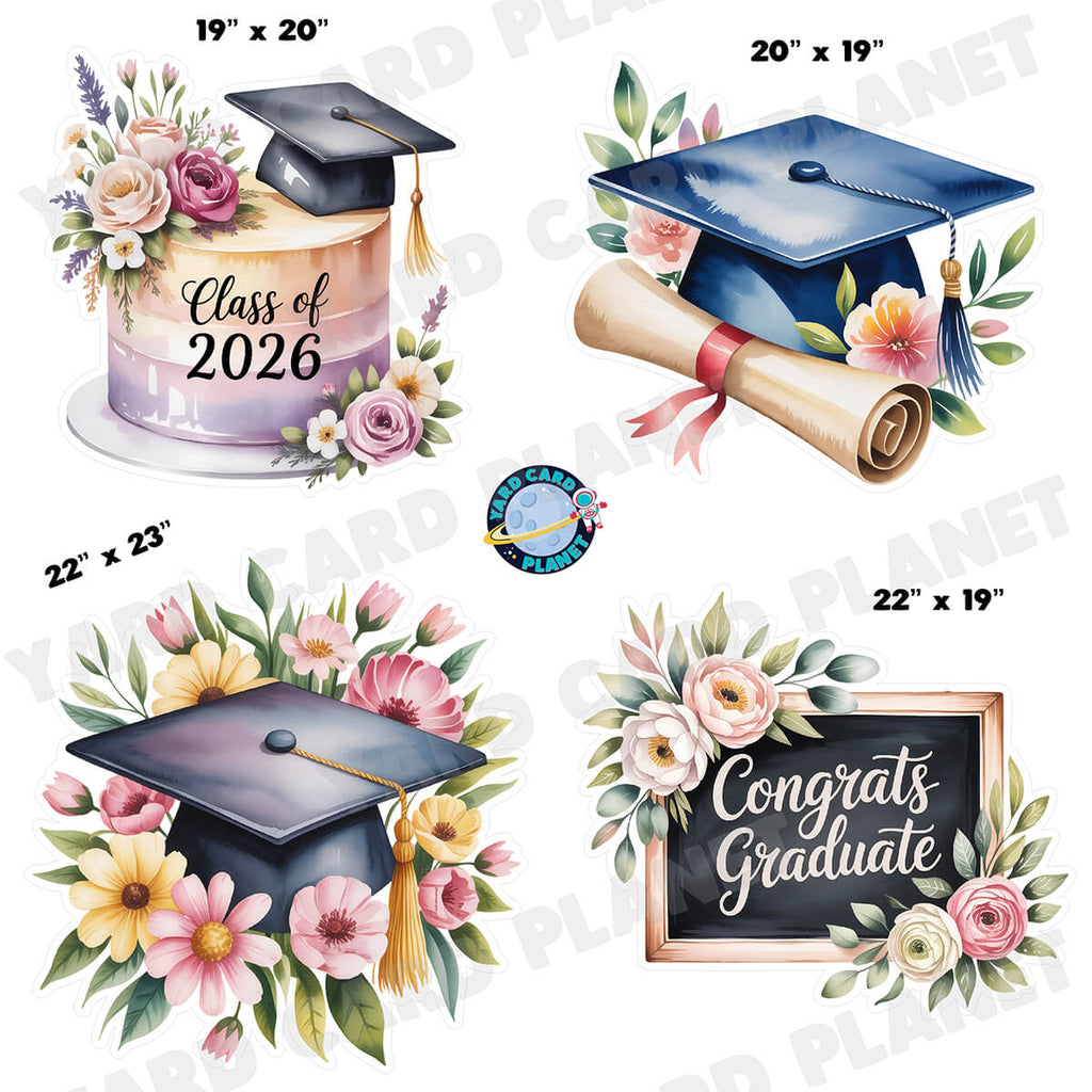 Half Graduation Card Floral Graduation Half Sheet Yard Card Flair Set