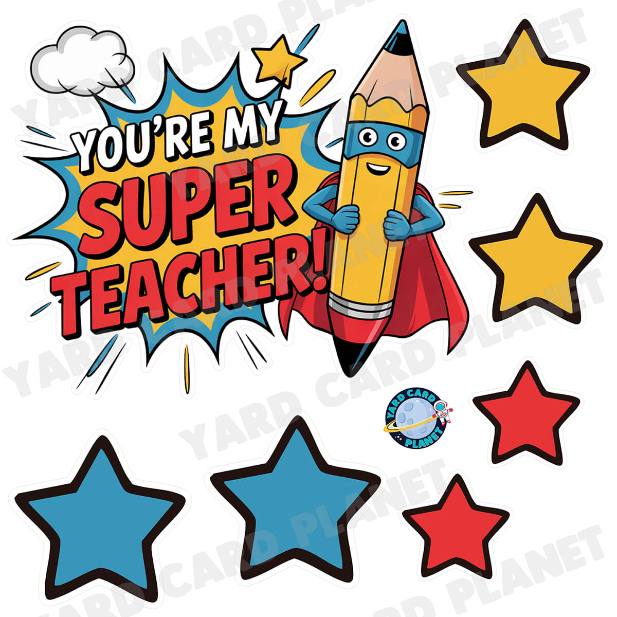 Super Teacher Half Sheet Sign and Yard Card Flair Set