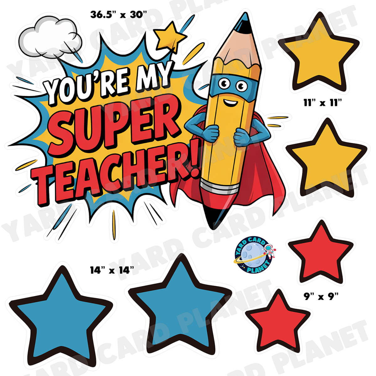 Super Teacher Half Sheet Sign and Yard Card Flair Set
