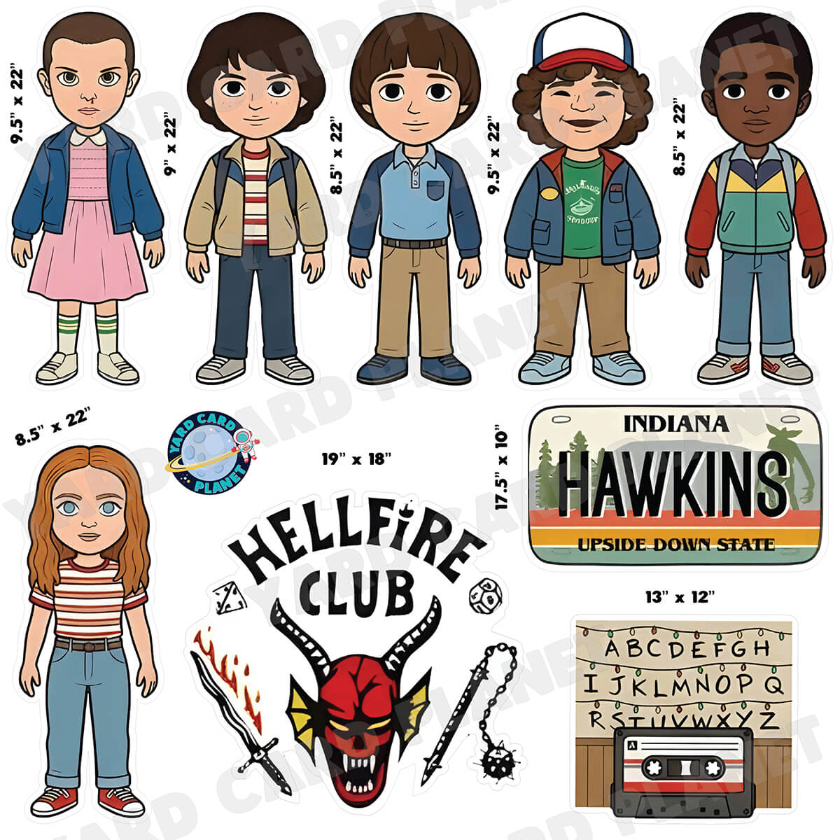 Retro 80s Supernatural Small Town Mystery Half Sheet Yard Card Flair Set