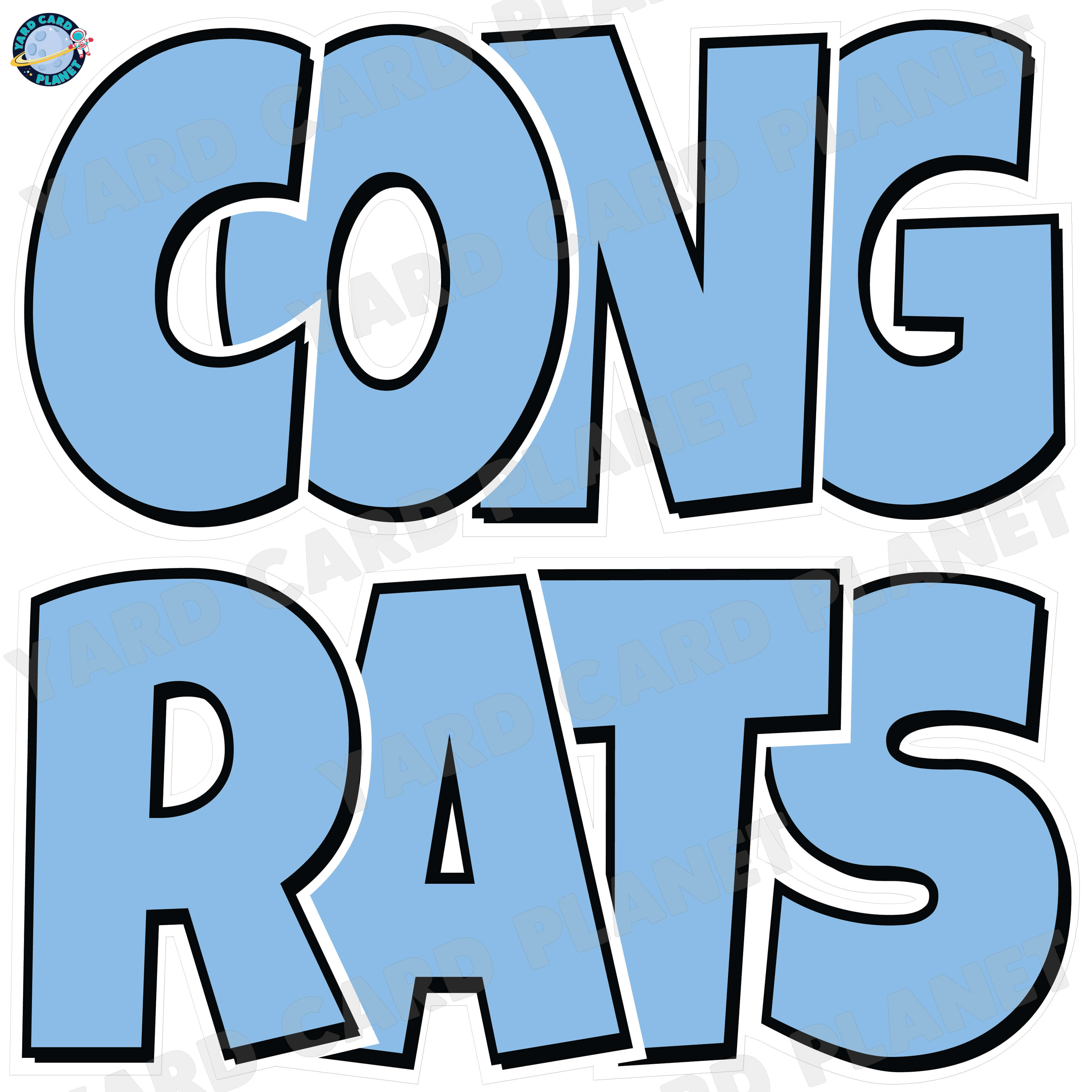 Large 23.5" Congrats Half Sheet Yard Card EZ Quick Sets in Luckiest Guy Font in Solid Colors - (Available in Multiple Colors)