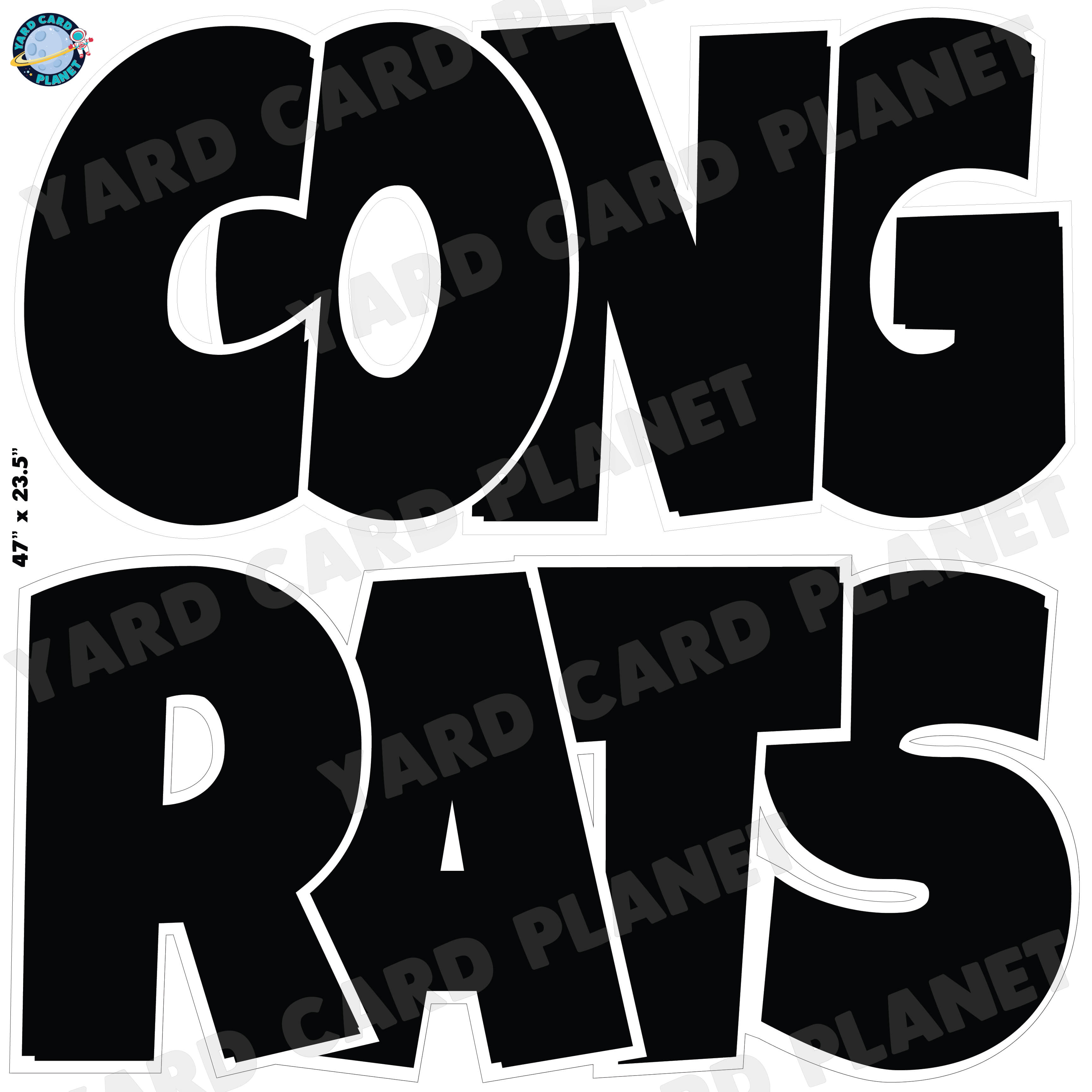 Large 23.5" Congrats Half Sheet Yard Card EZ Quick Sets in Luckiest Guy Font in Solid Colors - (Available in Multiple Colors)