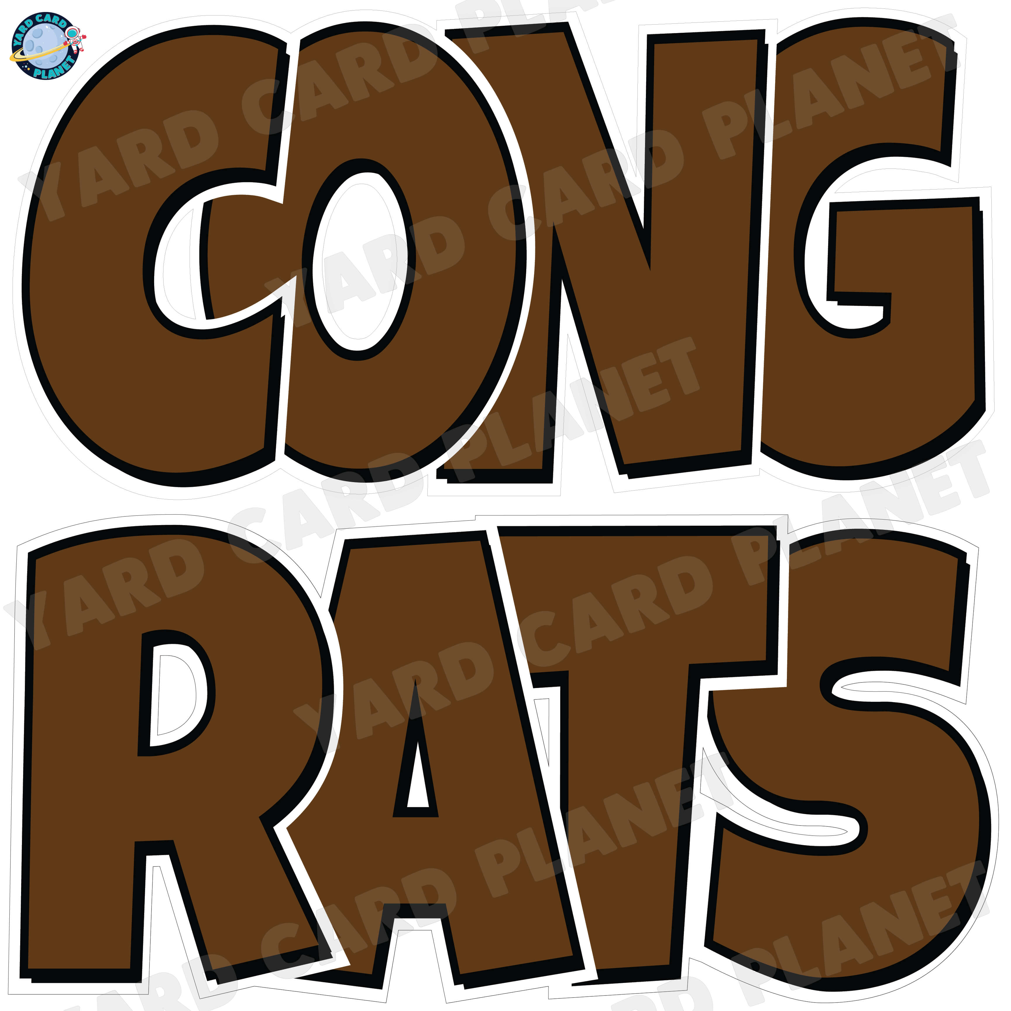 Large 23.5" Congrats Half Sheet Yard Card EZ Quick Sets in Luckiest Guy Font in Solid Colors - (Available in Multiple Colors)