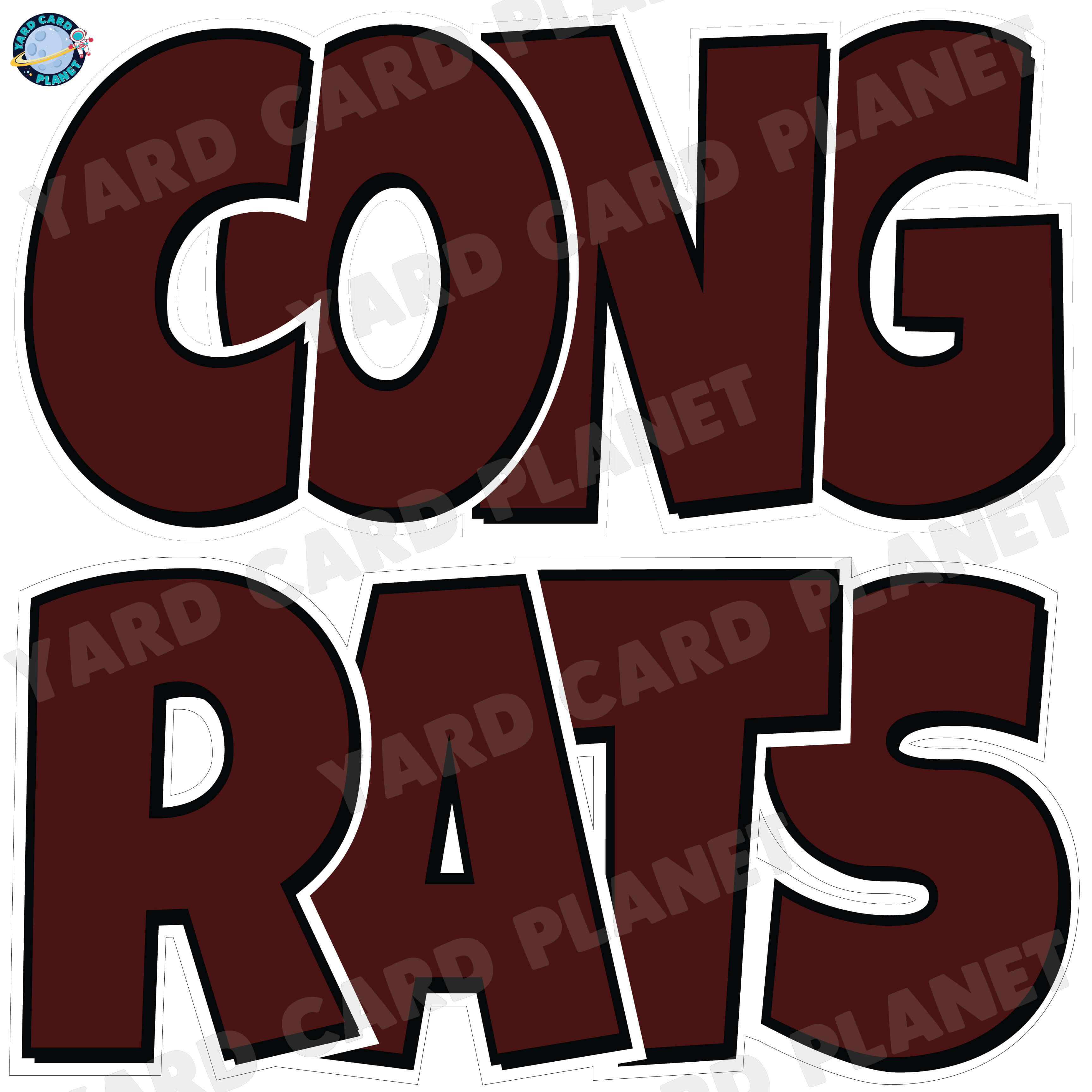 Large 23.5" Congrats Half Sheet Yard Card EZ Quick Sets in Luckiest Guy Font in Solid Colors - (Available in Multiple Colors)