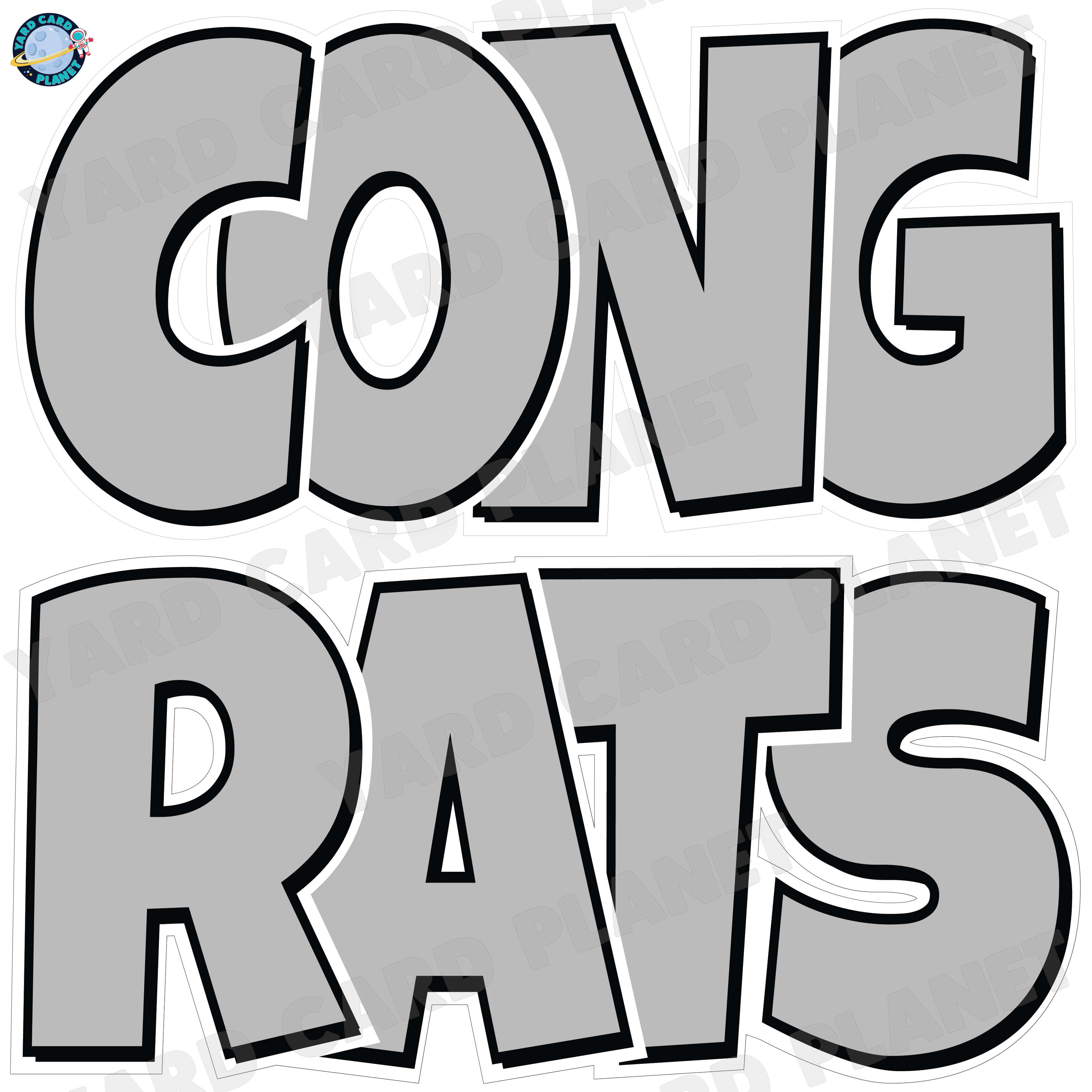 Large 23.5" Congrats Half Sheet Yard Card EZ Quick Sets in Luckiest Guy Font in Solid Colors - (Available in Multiple Colors)