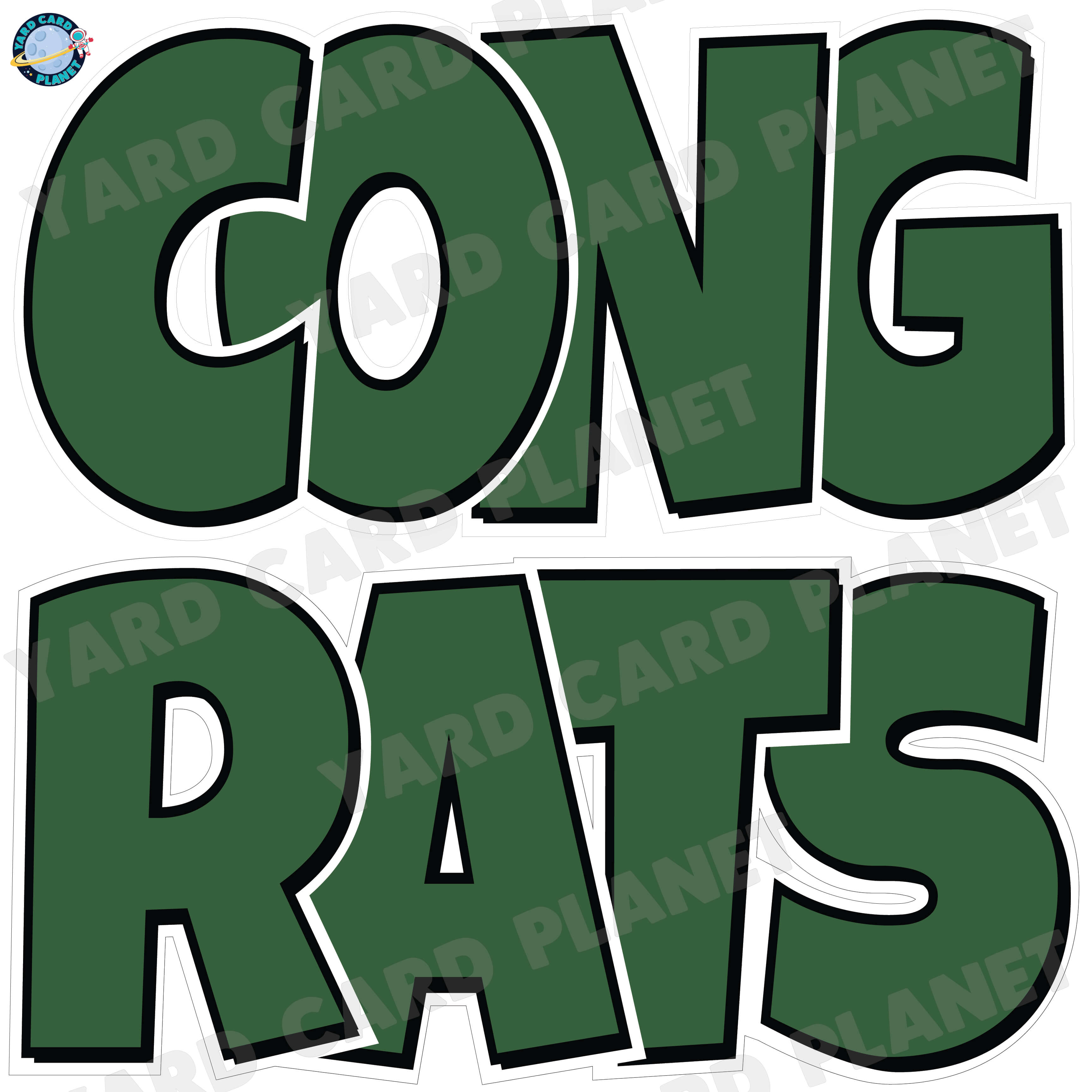 Large 23.5" Congrats Half Sheet Yard Card EZ Quick Sets in Luckiest Guy Font in Solid Colors - (Available in Multiple Colors)