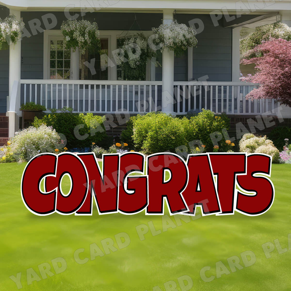 Large 23.5" Congrats Half Sheet Yard Card EZ Quick Sets in Luckiest Guy Font in Solid Colors - (Available in Multiple Colors)