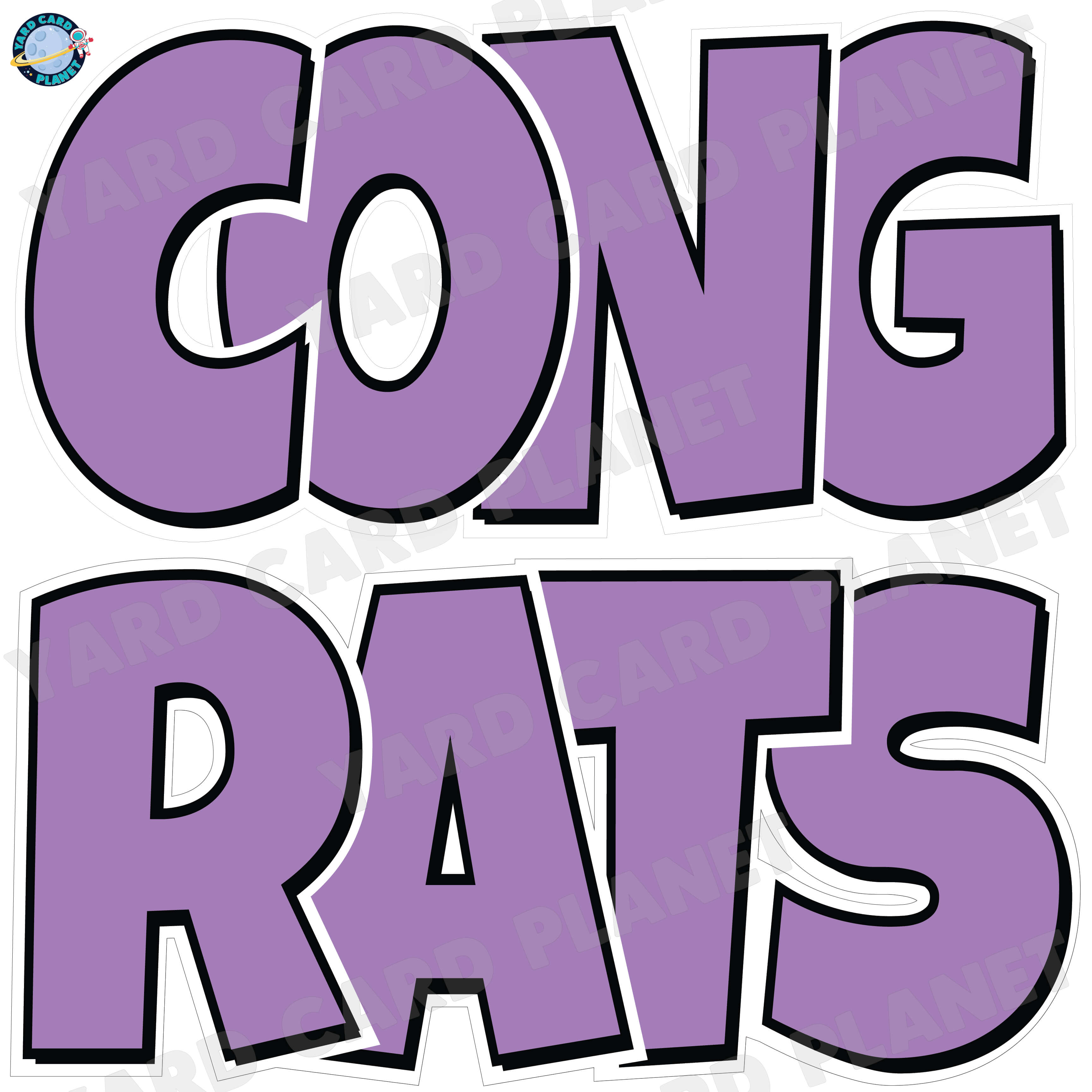 Large 23.5" Congrats Half Sheet Yard Card EZ Quick Sets in Luckiest Guy Font in Solid Colors - (Available in Multiple Colors)