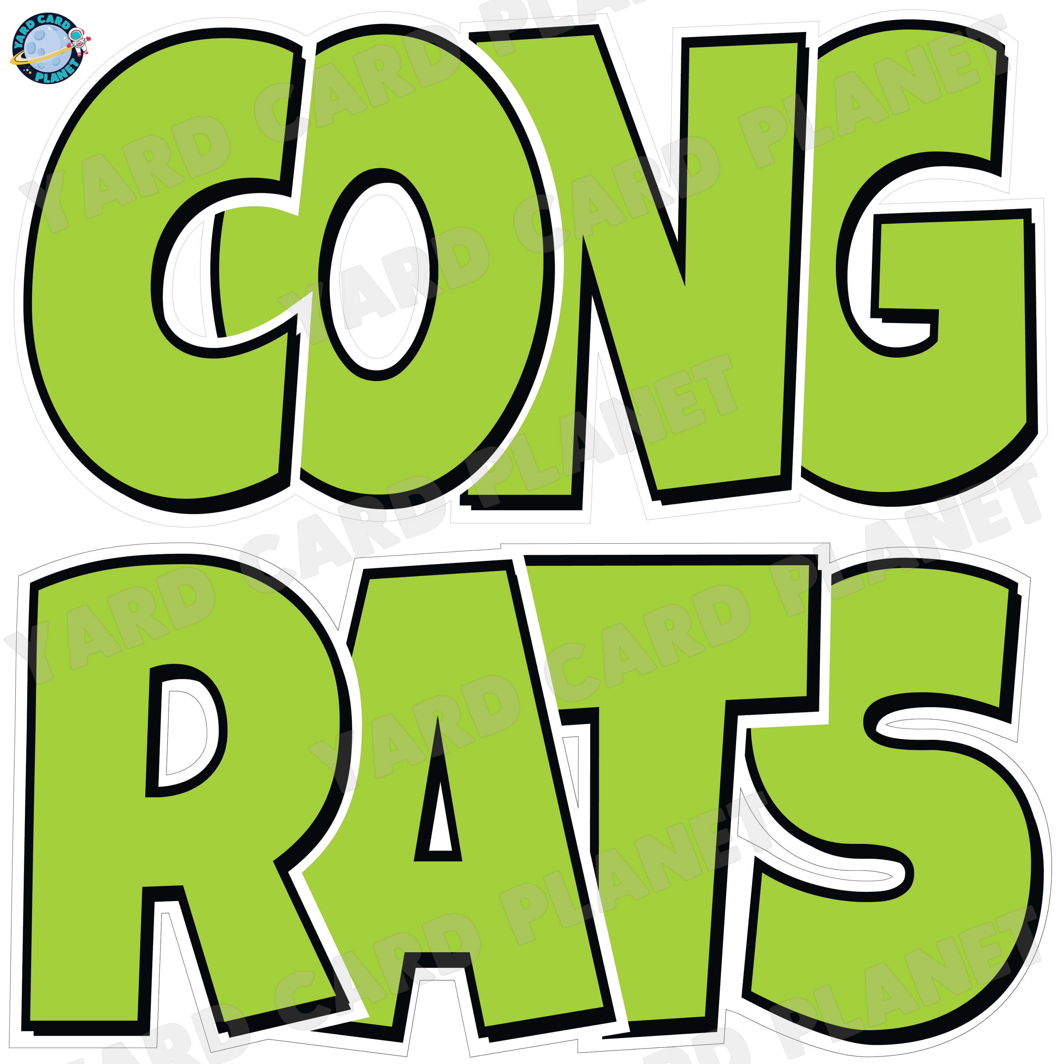 Large 23.5" Congrats Half Sheet Yard Card EZ Quick Sets in Luckiest Guy Font in Solid Colors - (Available in Multiple Colors)