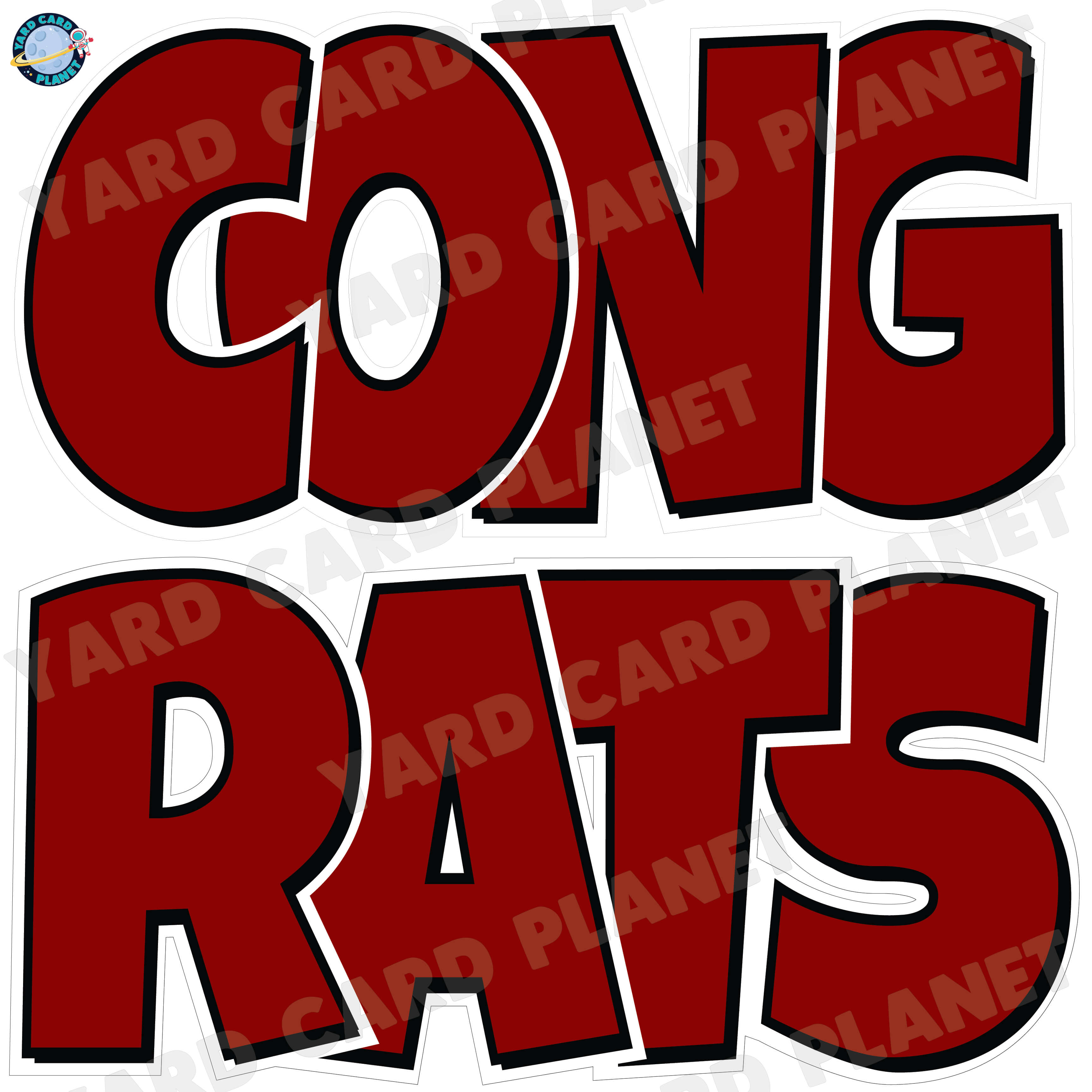 Large 23.5" Congrats Half Sheet Yard Card EZ Quick Sets in Luckiest Guy Font in Solid Colors - (Available in Multiple Colors)