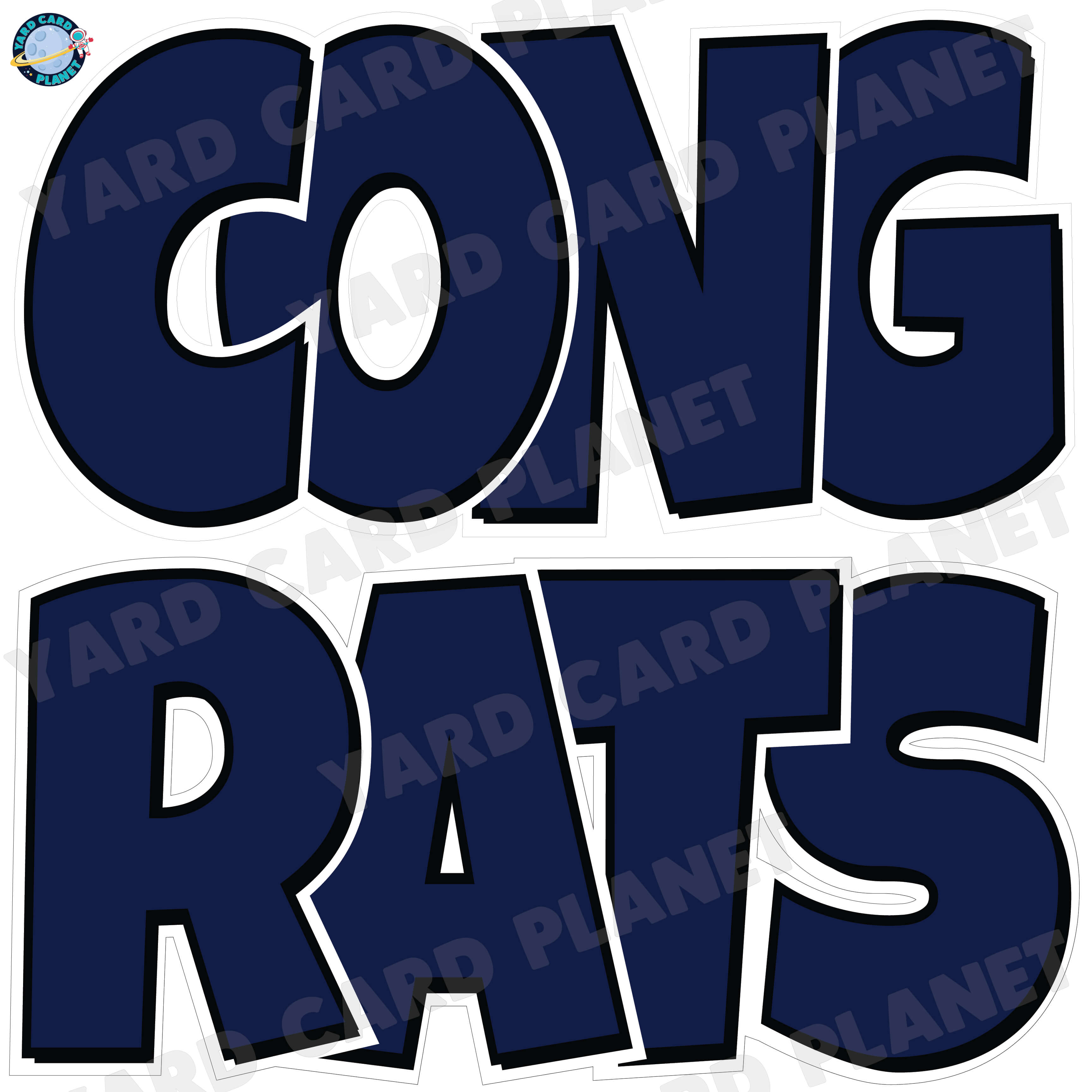 Large 23.5" Congrats Half Sheet Yard Card EZ Quick Sets in Luckiest Guy Font in Solid Colors - (Available in Multiple Colors)