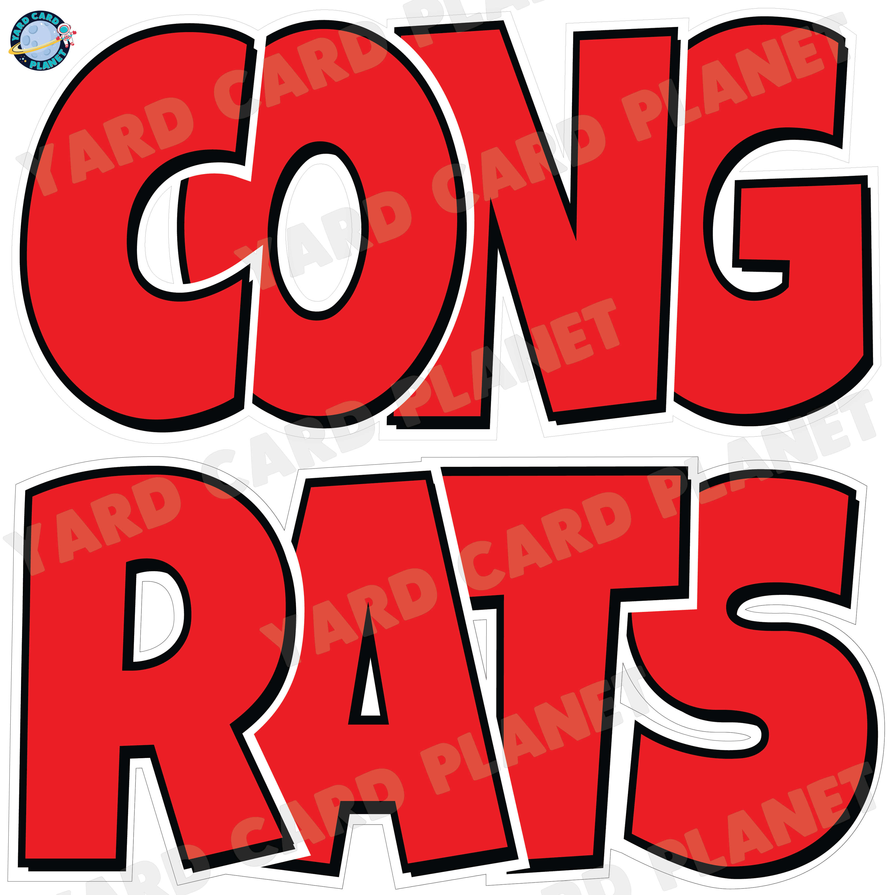 Large 23.5" Congrats Half Sheet Yard Card EZ Quick Sets in Luckiest Guy Font in Solid Colors - (Available in Multiple Colors)