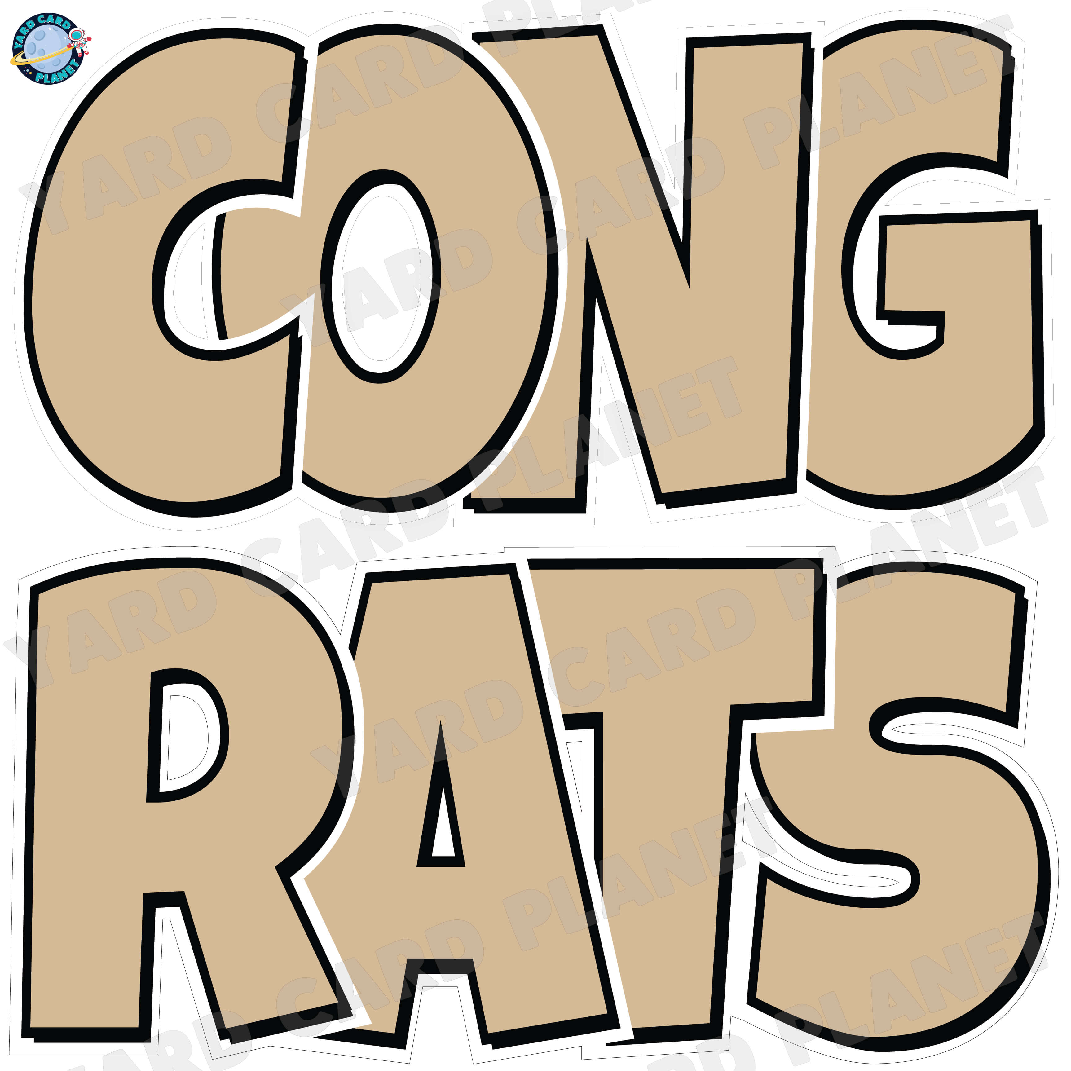 Large 23.5" Congrats Half Sheet Yard Card EZ Quick Sets in Luckiest Guy Font in Solid Colors - (Available in Multiple Colors)
