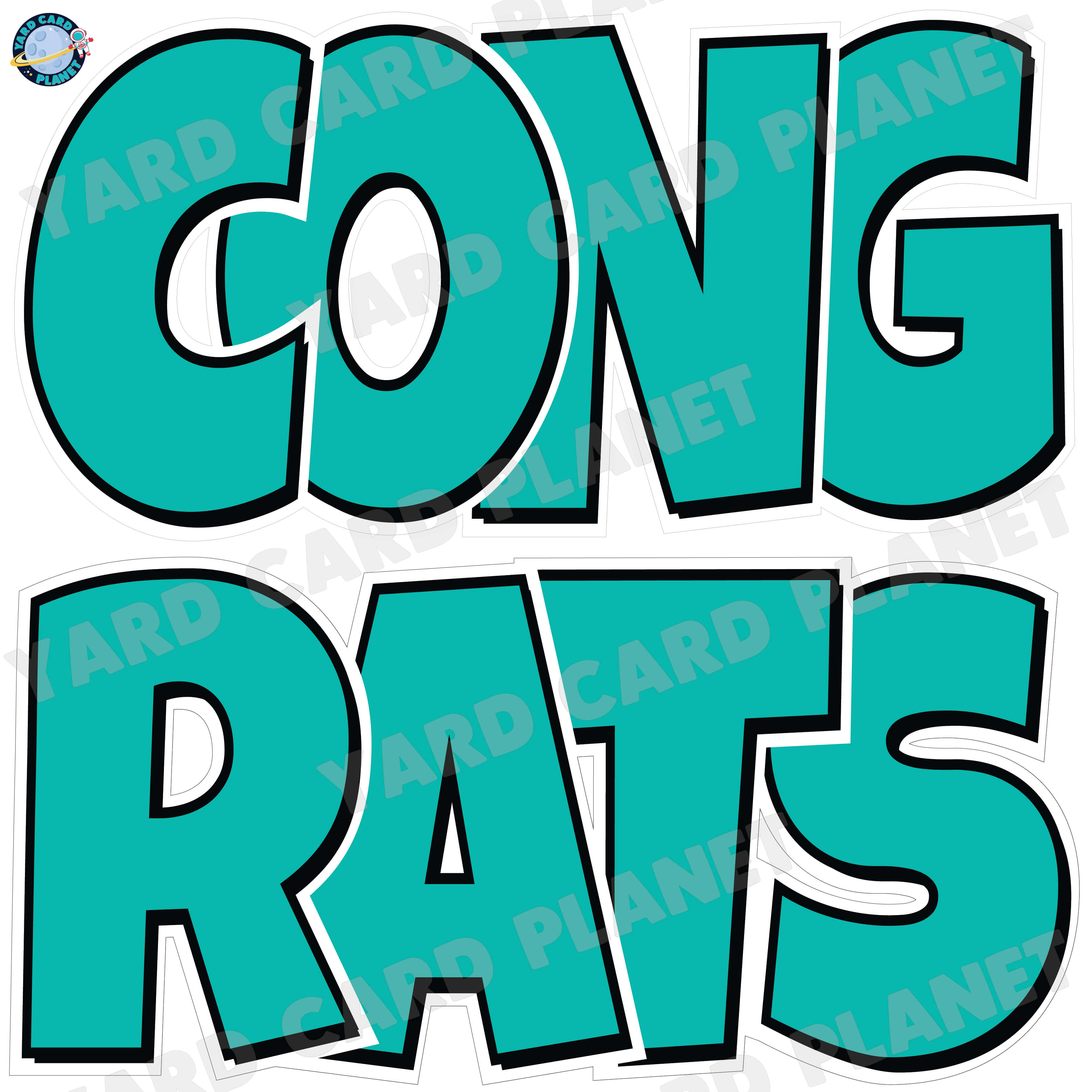 Large 23.5" Congrats Half Sheet Yard Card EZ Quick Sets in Luckiest Guy Font in Solid Colors - (Available in Multiple Colors)