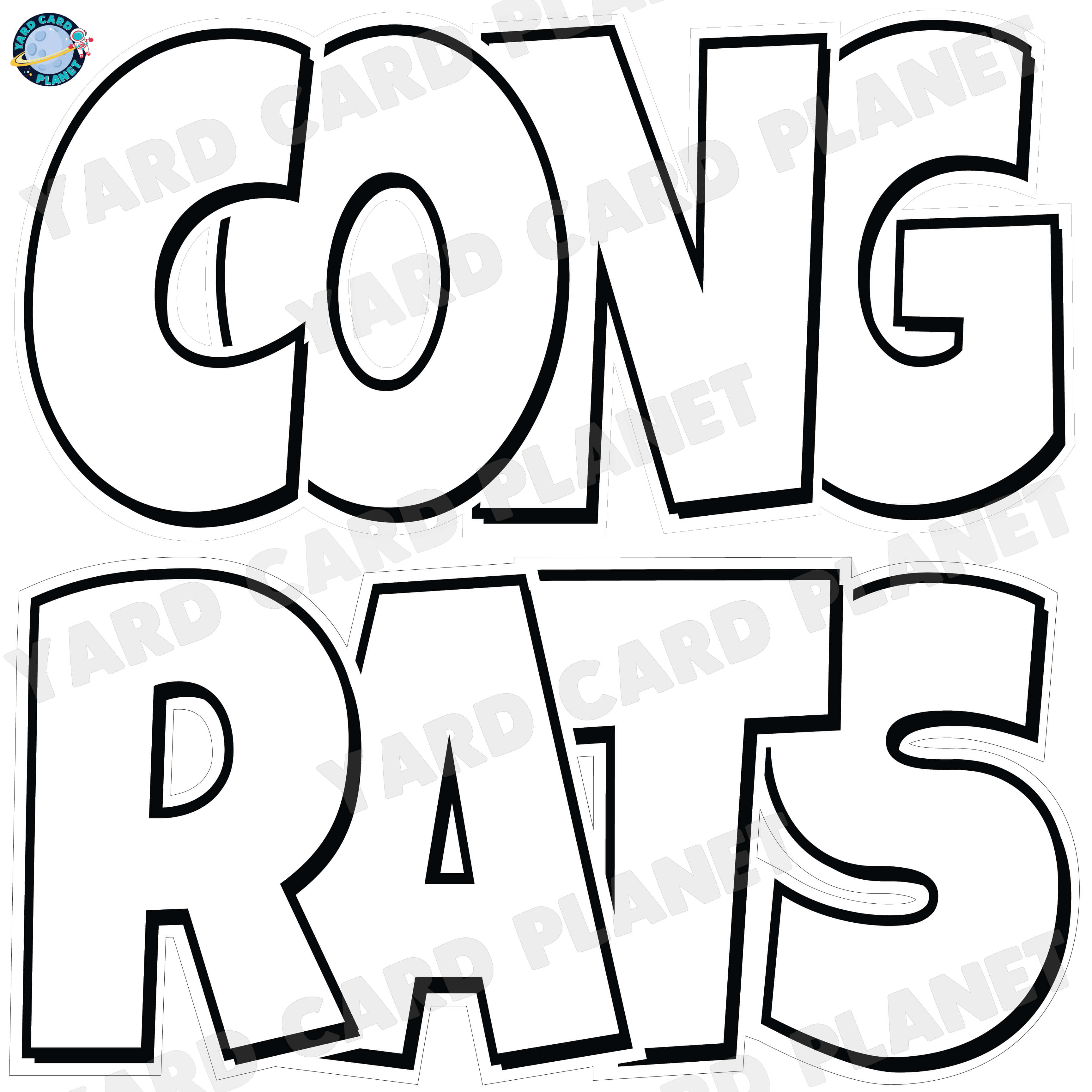 Large 23.5" Congrats Half Sheet Yard Card EZ Quick Sets in Luckiest Guy Font in Solid Colors - (Available in Multiple Colors)