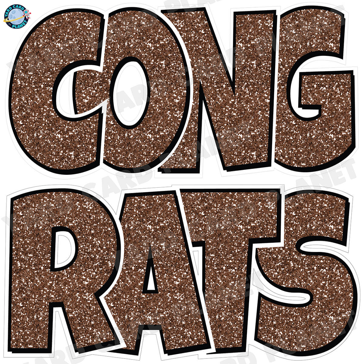 Large 23.5" Congrats Half Sheet Yard Card EZ Quick Sets in Luckiest Guy Font in Glitter Pattern - (Available in Multiple Colors)
