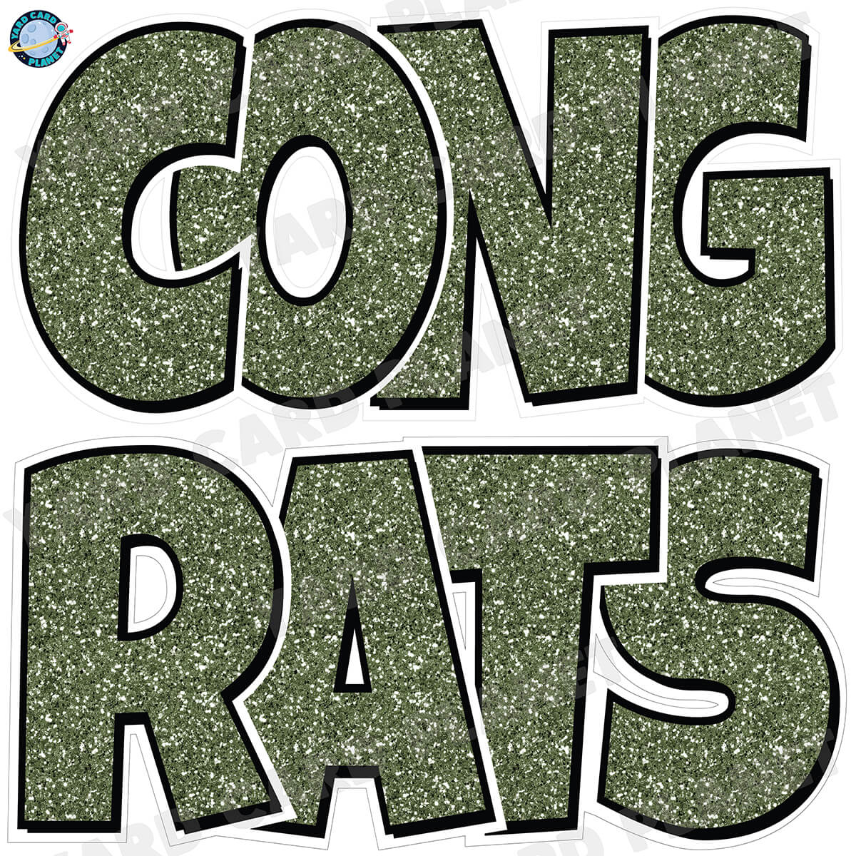 Large 23.5" Congrats Half Sheet Yard Card EZ Quick Sets in Luckiest Guy Font in Glitter Pattern - (Available in Multiple Colors)