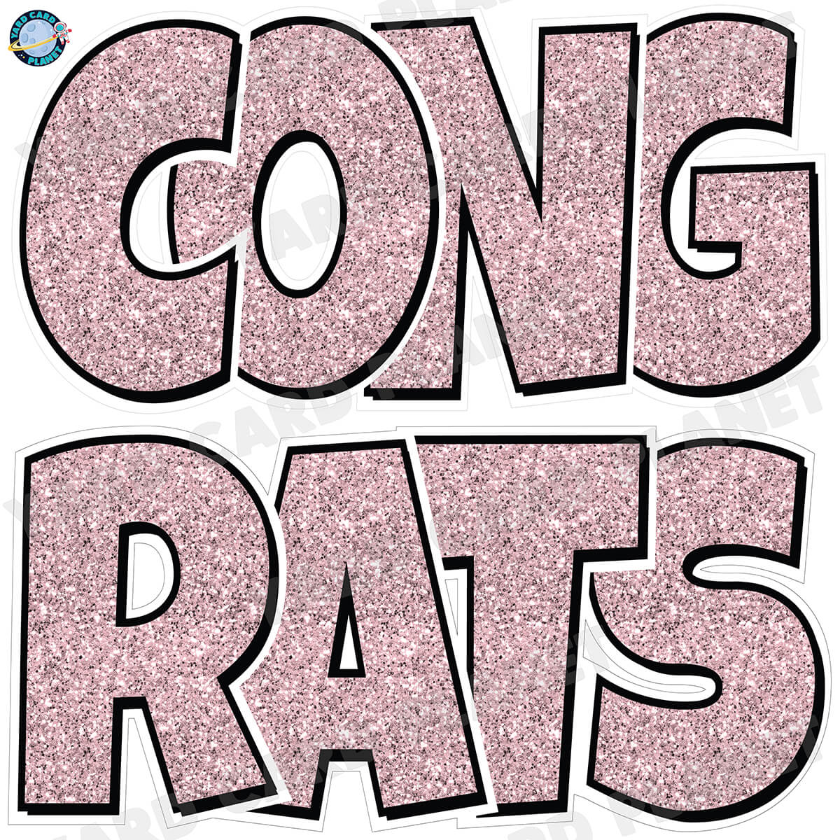 Large 23.5" Congrats Half Sheet Yard Card EZ Quick Sets in Luckiest Guy Font in Glitter Pattern - (Available in Multiple Colors)