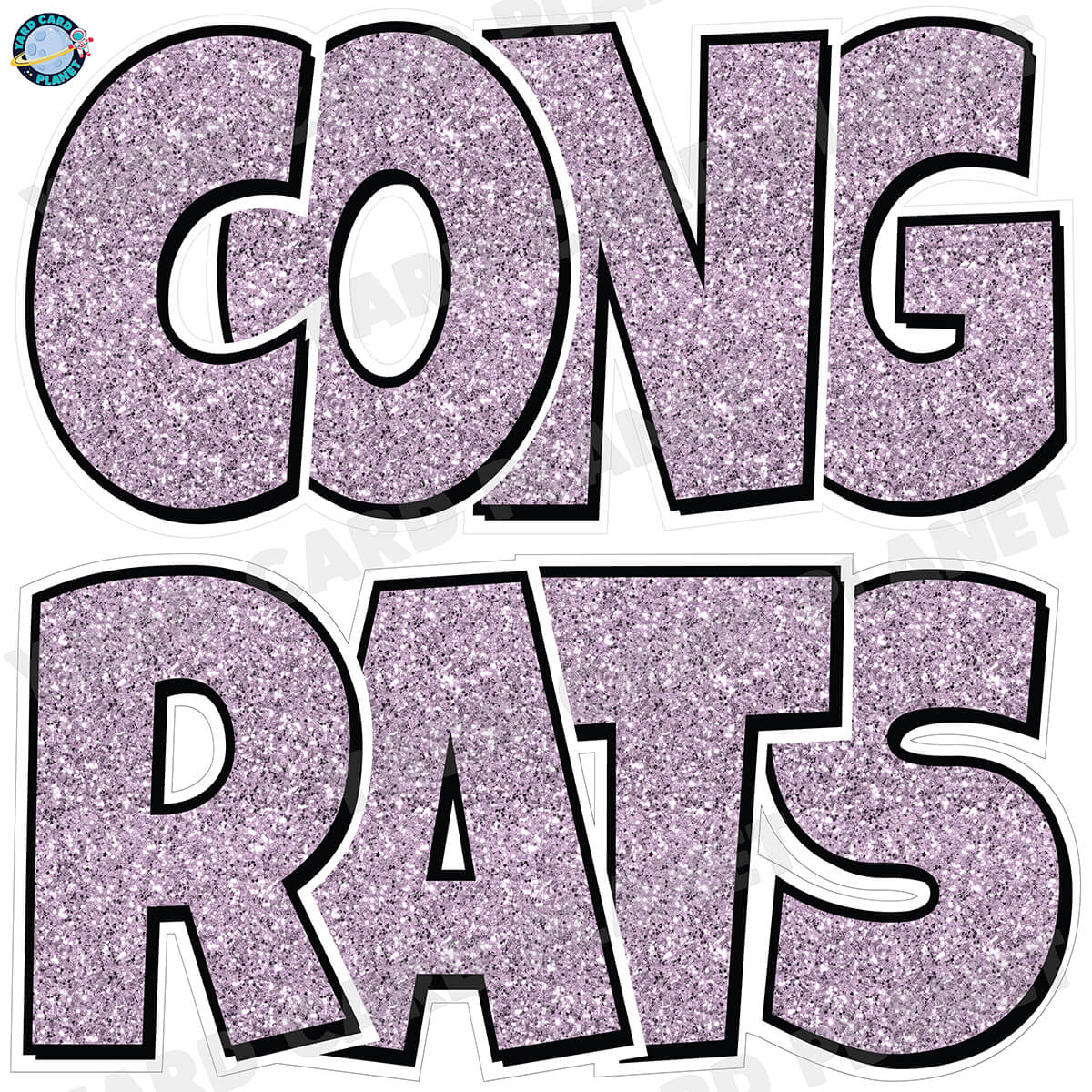 Large 23.5" Congrats Half Sheet Yard Card EZ Quick Sets in Luckiest Guy Font in Glitter Pattern - (Available in Multiple Colors)