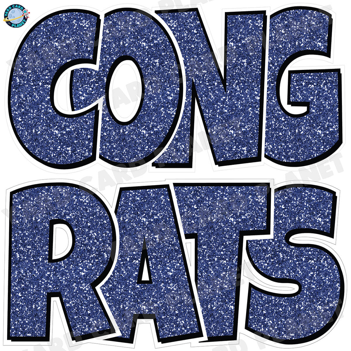 Large 23.5" Congrats Half Sheet Yard Card EZ Quick Sets in Luckiest Guy Font in Glitter Pattern - (Available in Multiple Colors)