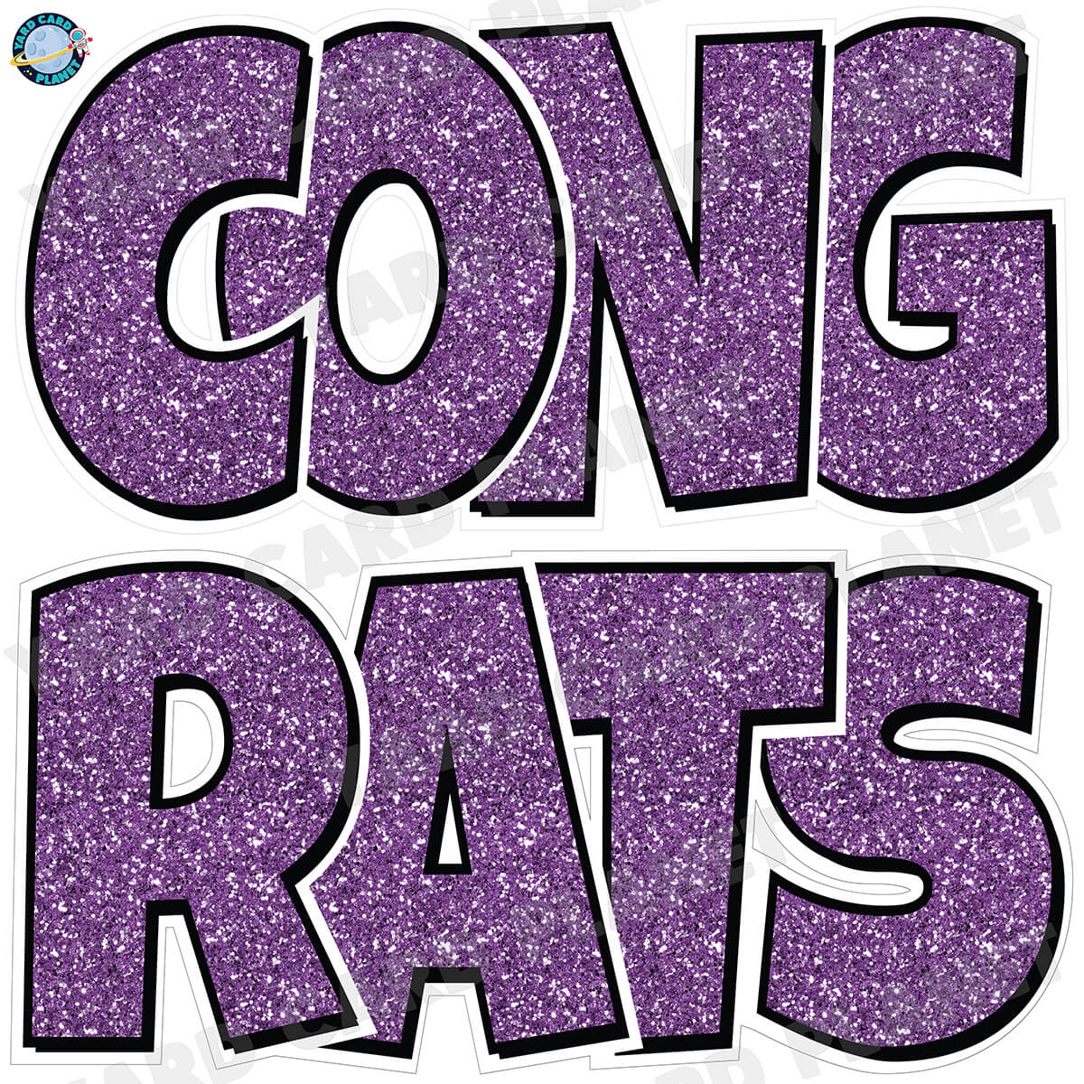 Large 23.5" Congrats Half Sheet Yard Card EZ Quick Sets in Luckiest Guy Font in Glitter Pattern - (Available in Multiple Colors)
