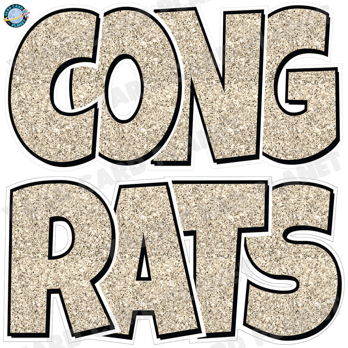 Large 23.5" Congrats Half Sheet Yard Card EZ Quick Sets in Luckiest Guy Font in Glitter Pattern - (Available in Multiple Colors)