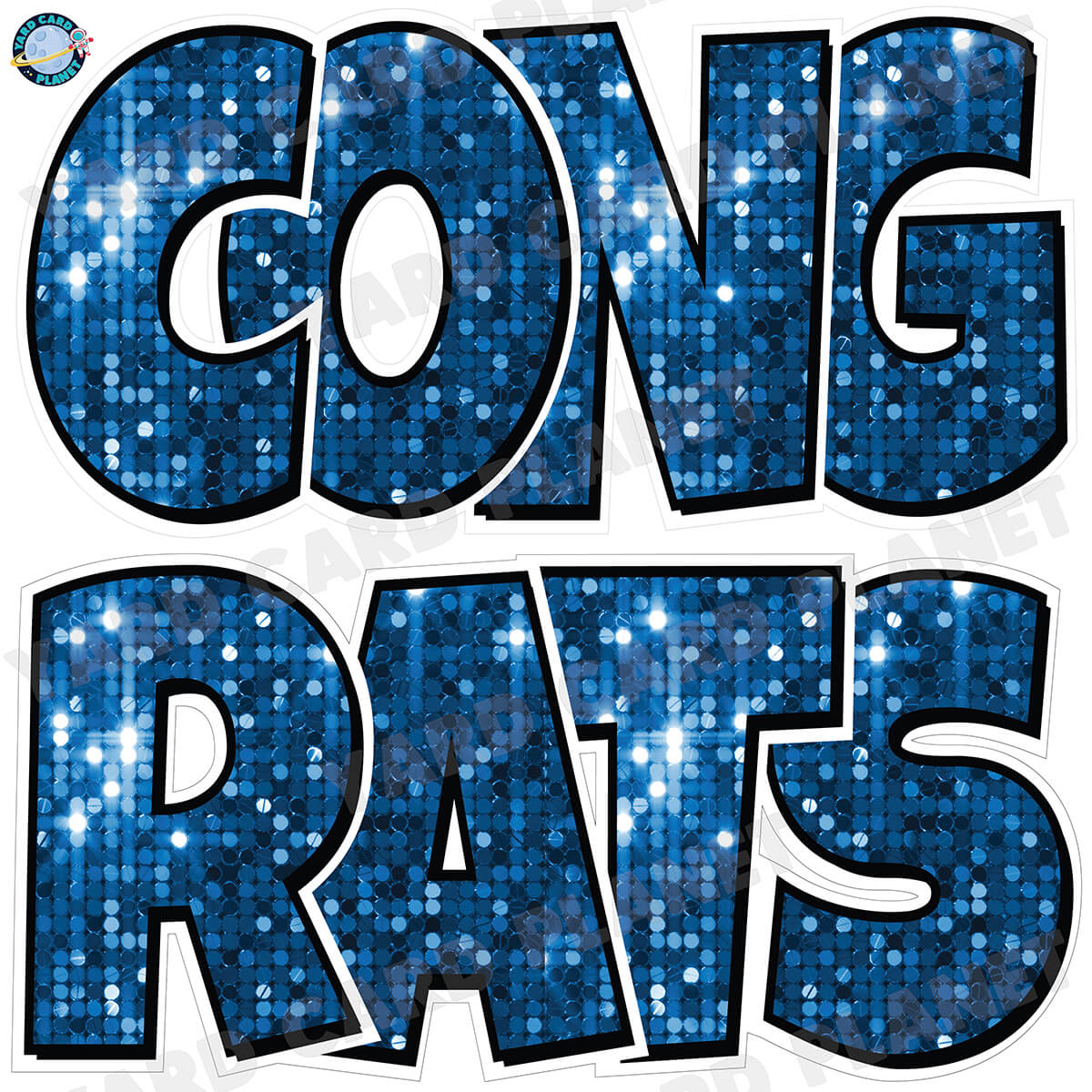 Large 23.5" Congrats Half Sheet Yard Card EZ Quick Sets in Luckiest Guy Font in Sequin Pattern - (Available in Multiple Colors)