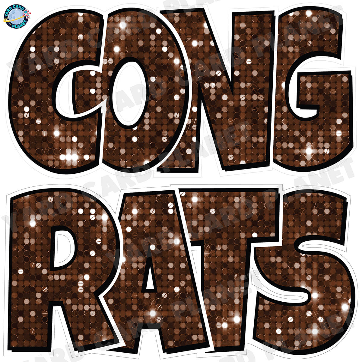 Large 23.5" Congrats Half Sheet Yard Card EZ Quick Sets in Luckiest Guy Font in Sequin Pattern - (Available in Multiple Colors)