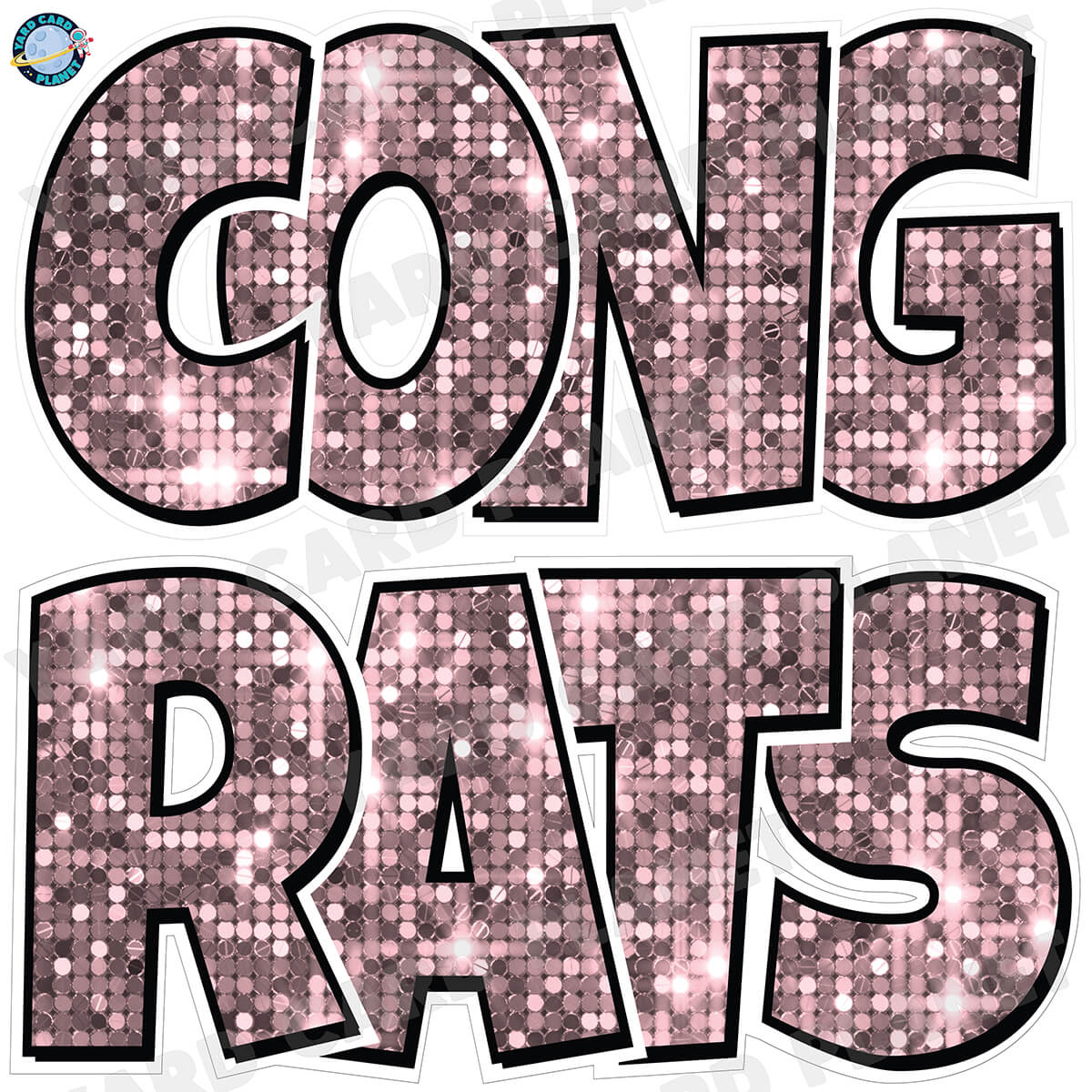 Large 23.5" Congrats Half Sheet Yard Card EZ Quick Sets in Luckiest Guy Font in Sequin Pattern - (Available in Multiple Colors)