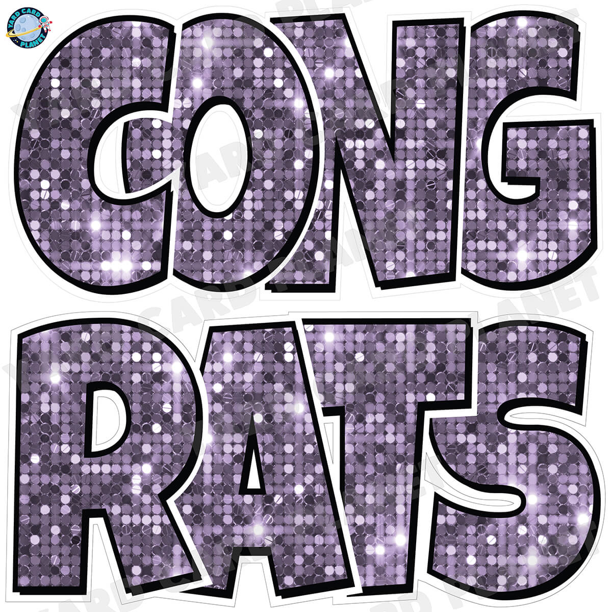 Large 23.5" Congrats Half Sheet Yard Card EZ Quick Sets in Luckiest Guy Font in Sequin Pattern - (Available in Multiple Colors)