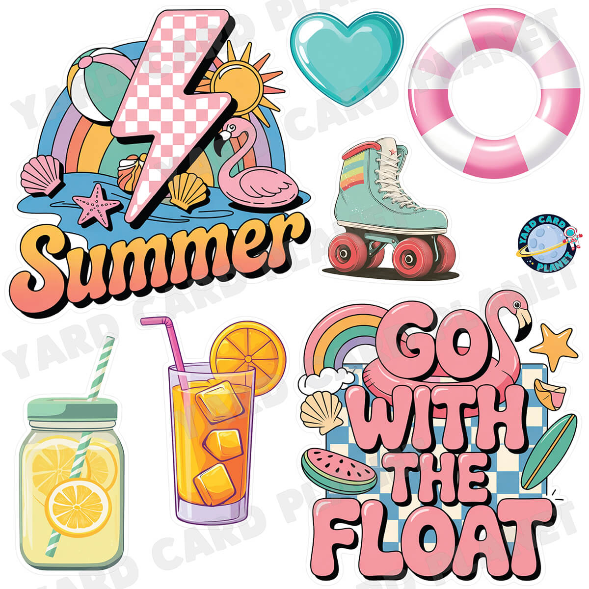 Go With The Float Summer Half Sheet Yard Card Flair Set