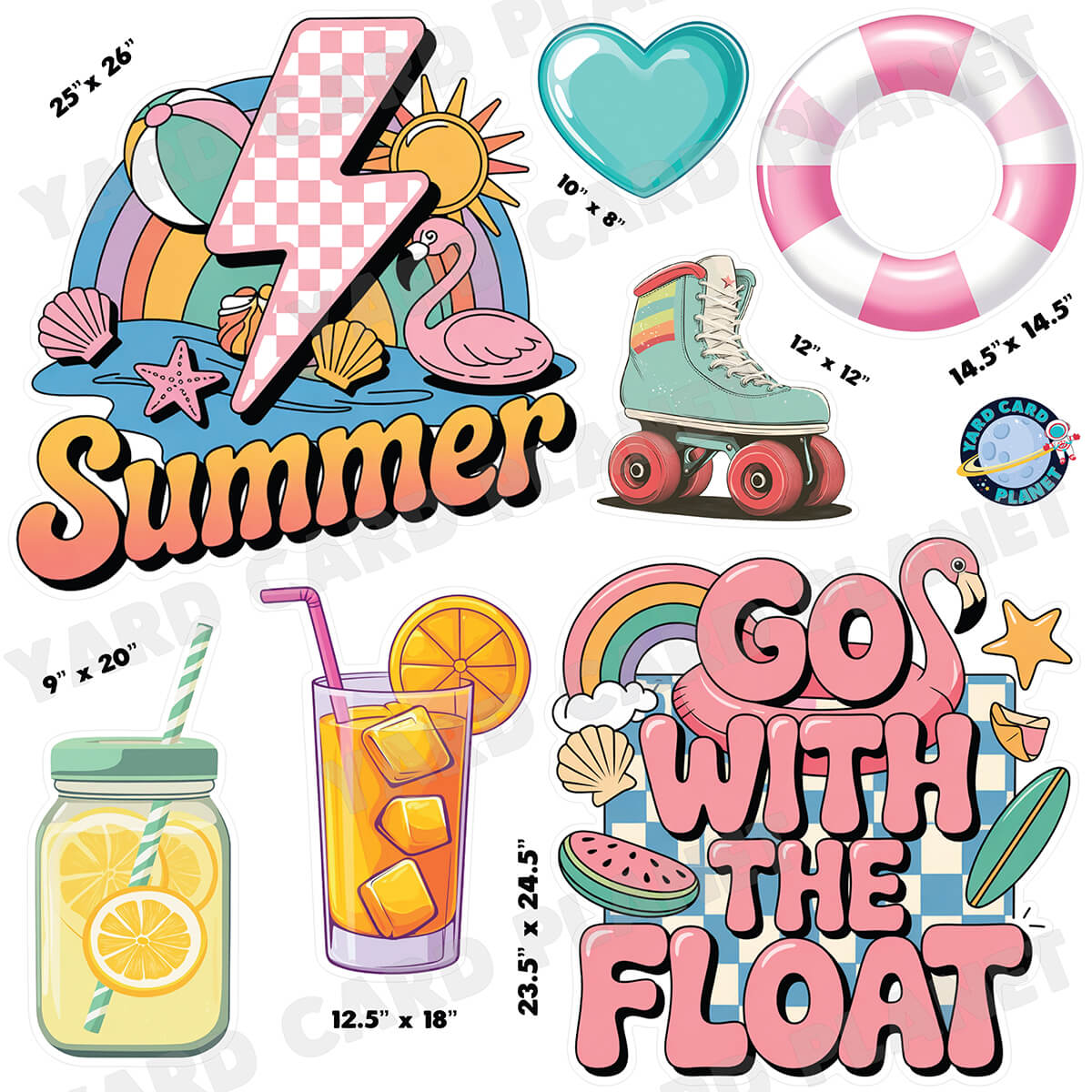 Go With The Float Summer Half Sheet Yard Card Flair Set