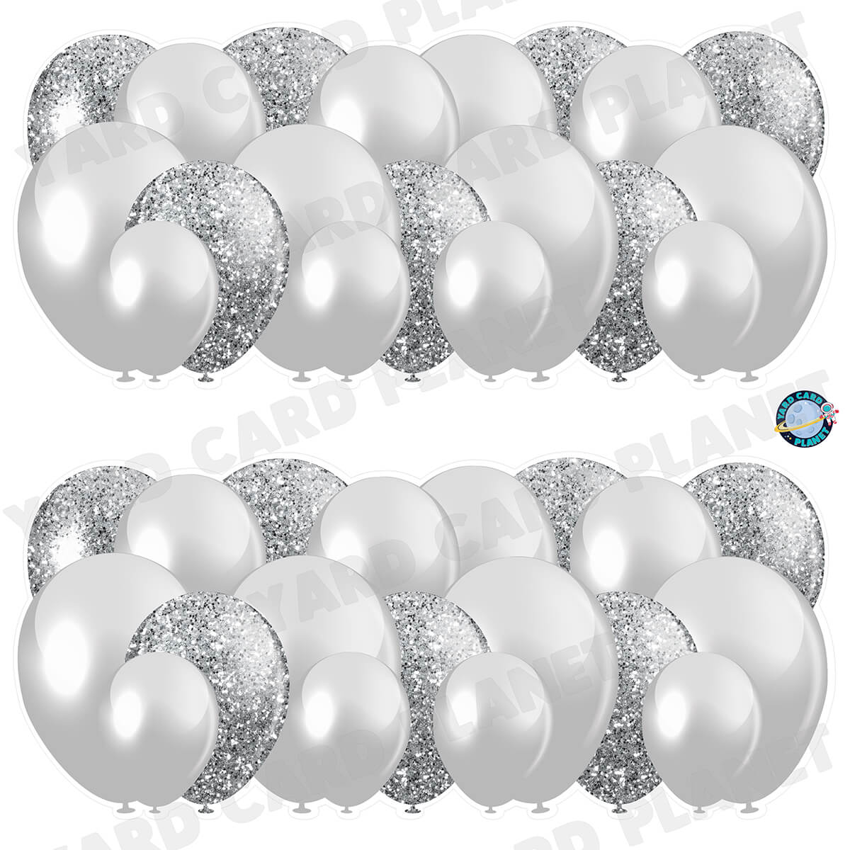 Grey Solid and Glitter Pattern Balloon Panels Half Sheet Yard Card Set