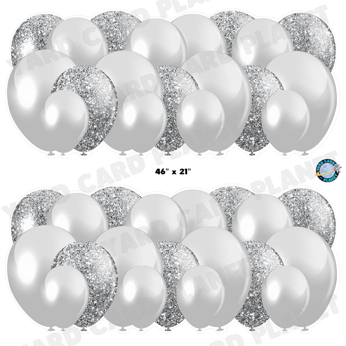 Grey Solid and Glitter Pattern Balloon Panels Half Sheet Yard Card Set