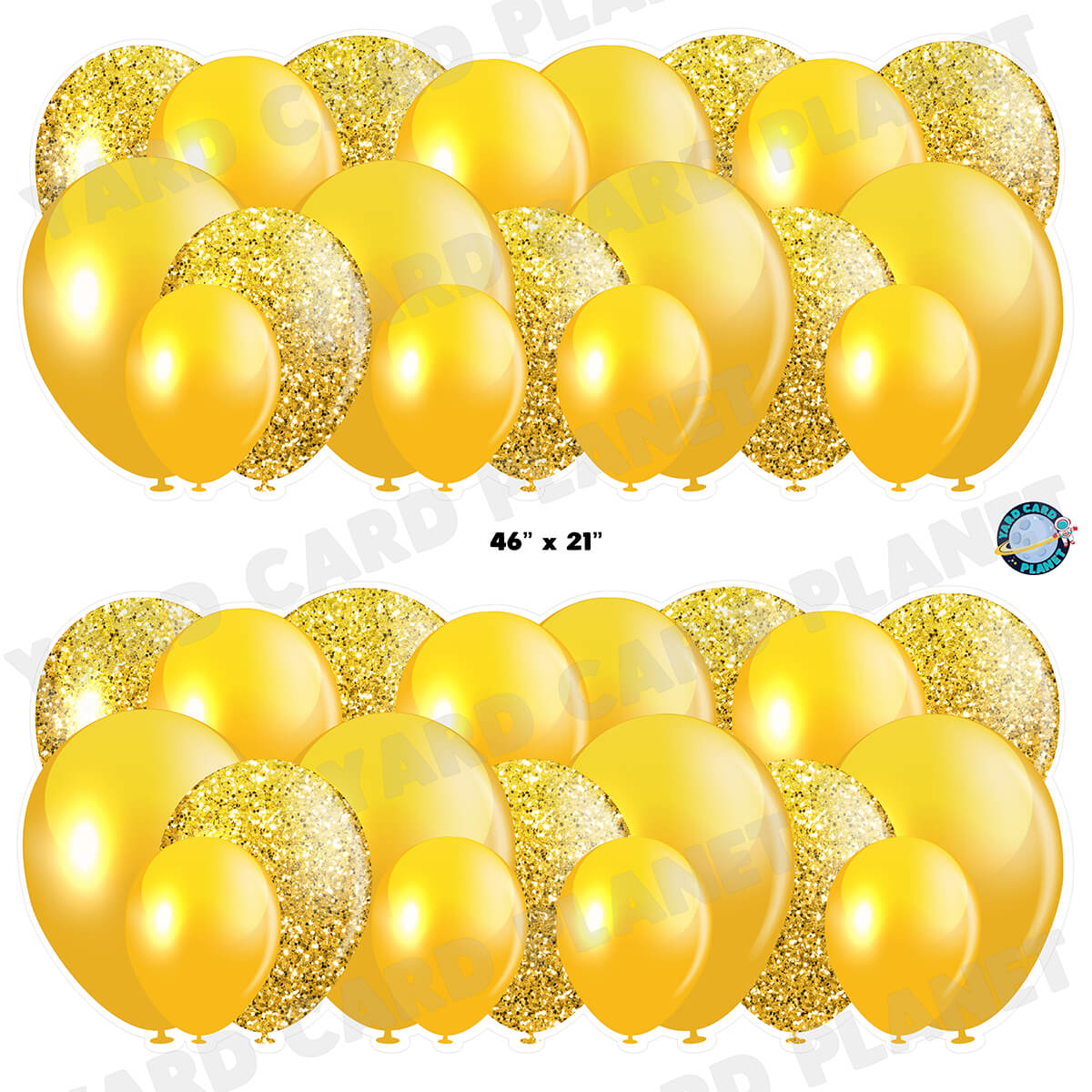Gold Solid and Glitter Pattern Balloon Panels Half Sheet Yard Card Set