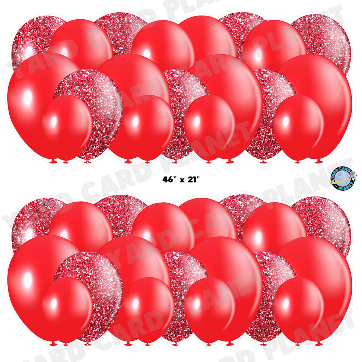 Red Solid and Glitter Pattern Balloon Panels Half Sheet Yard Card Set