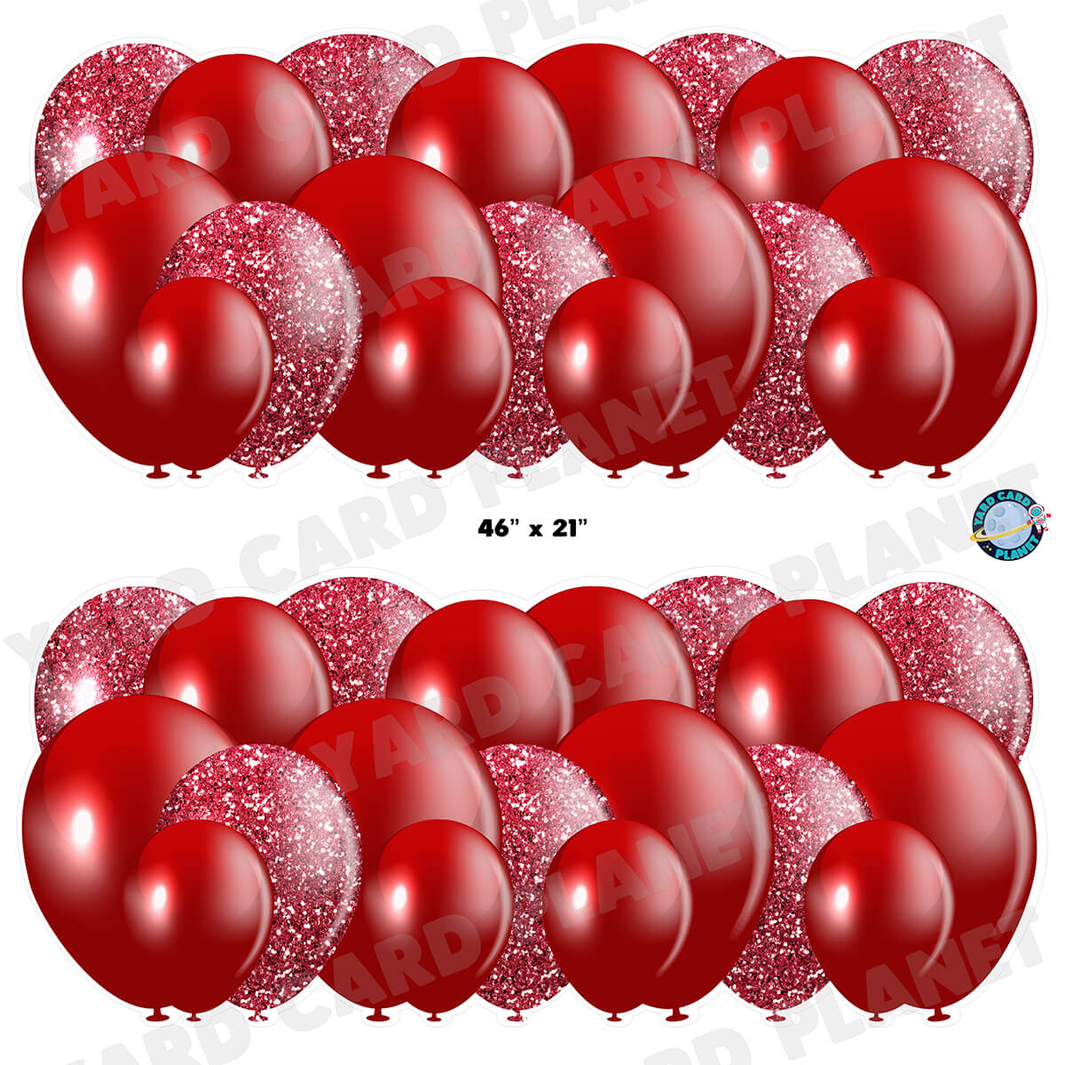 Maroon Solid and Glitter Pattern Balloon Panels Half Sheet Yard Card Set