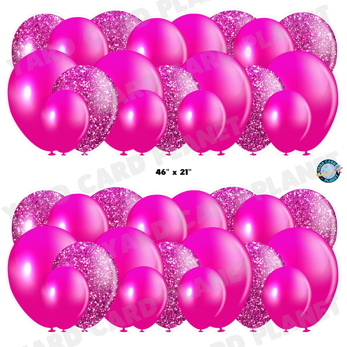 Hot Pink Solid and Glitter Pattern Balloon Panels Half Sheet Yard Card Set