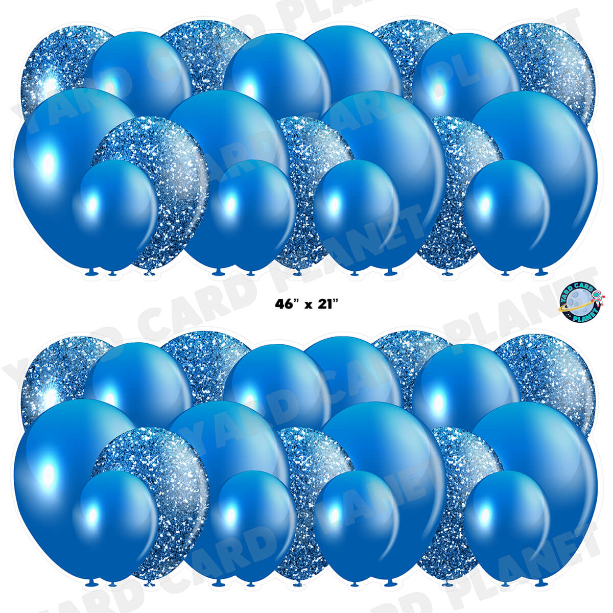 Blue Solid and Glitter Pattern Balloon Panels Half Sheet Yard Card Set