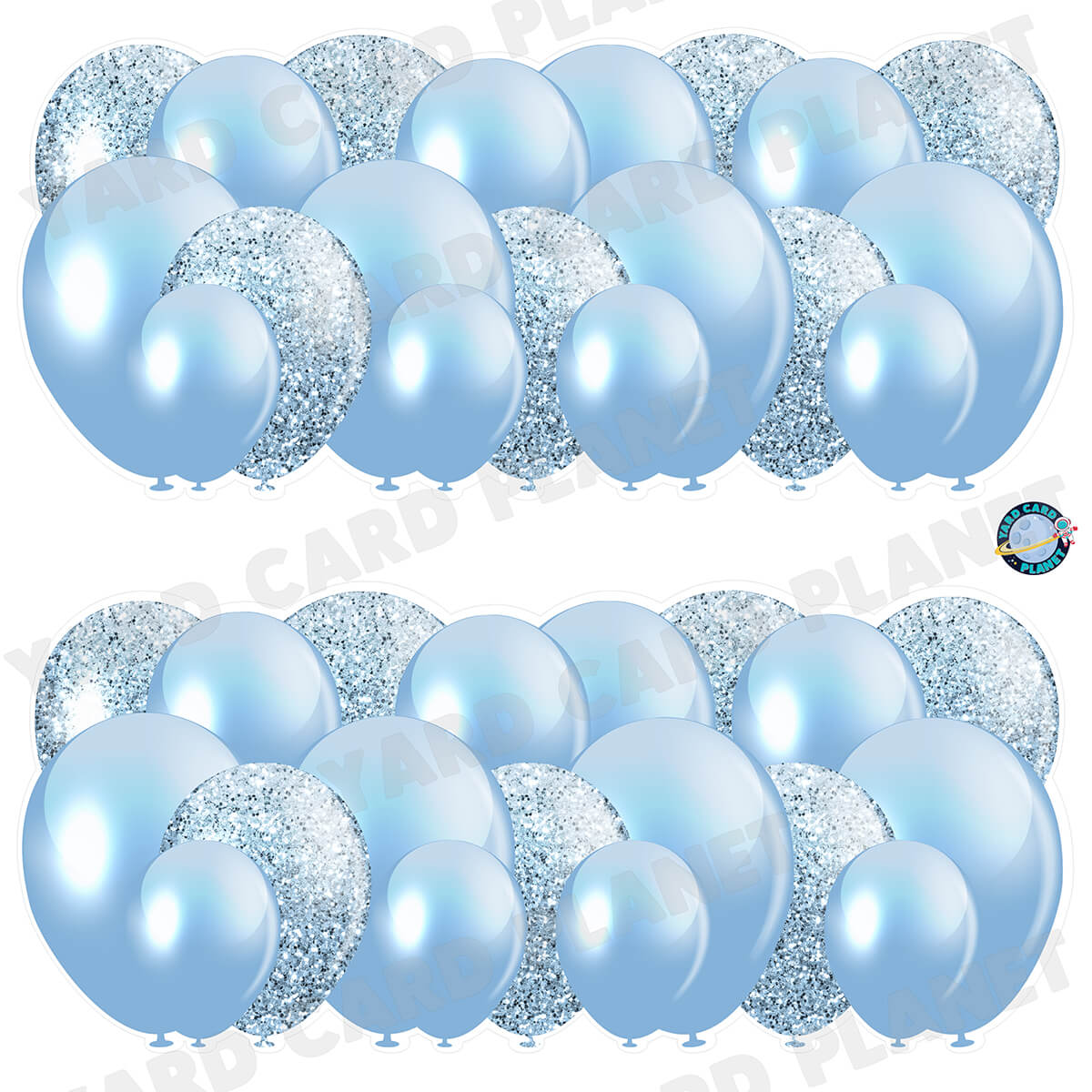 Baby Blue Solid and Glitter Pattern Balloon Panels Half Sheet Yard Card Set