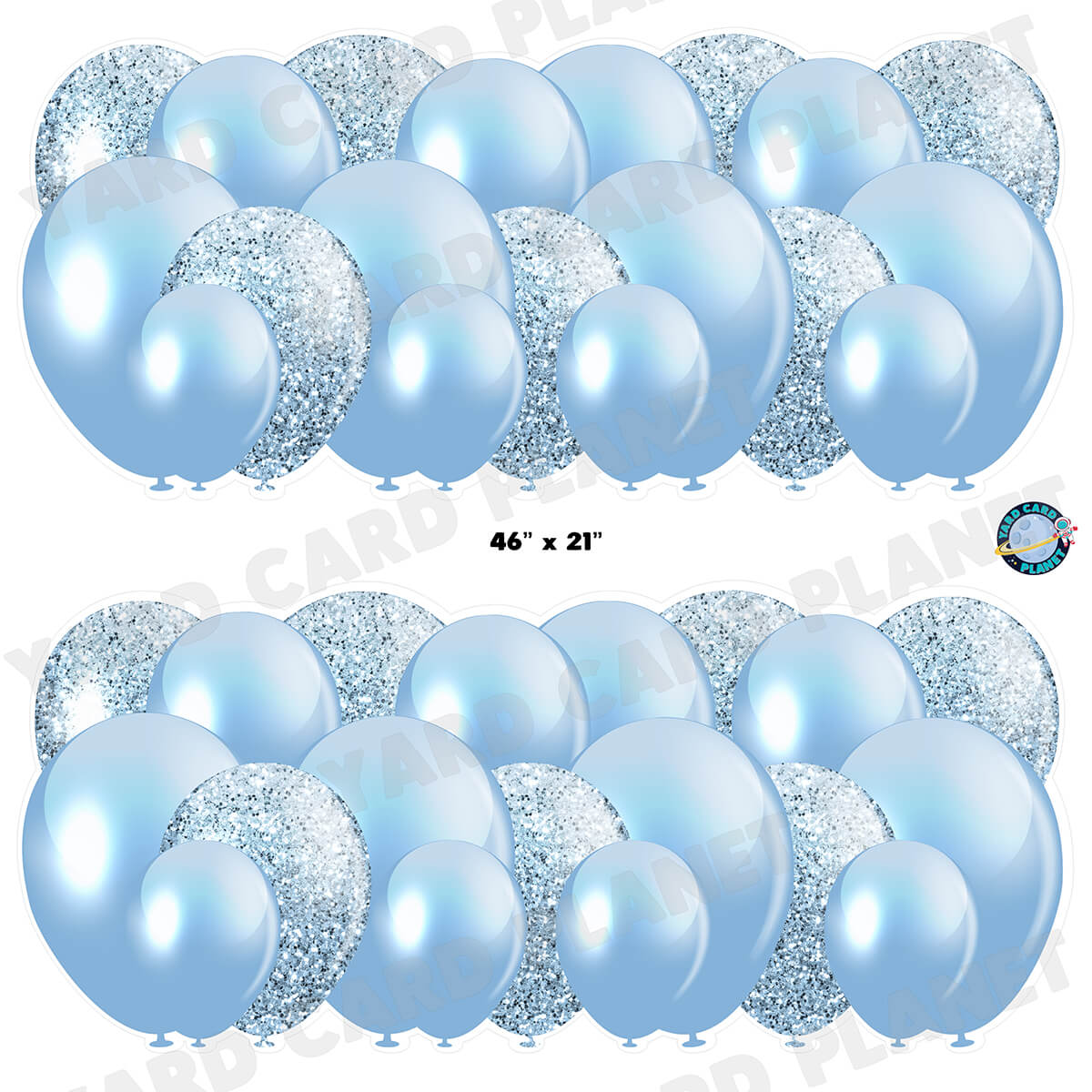 Baby Blue Solid and Glitter Pattern Balloon Panels Half Sheet Yard Card Set