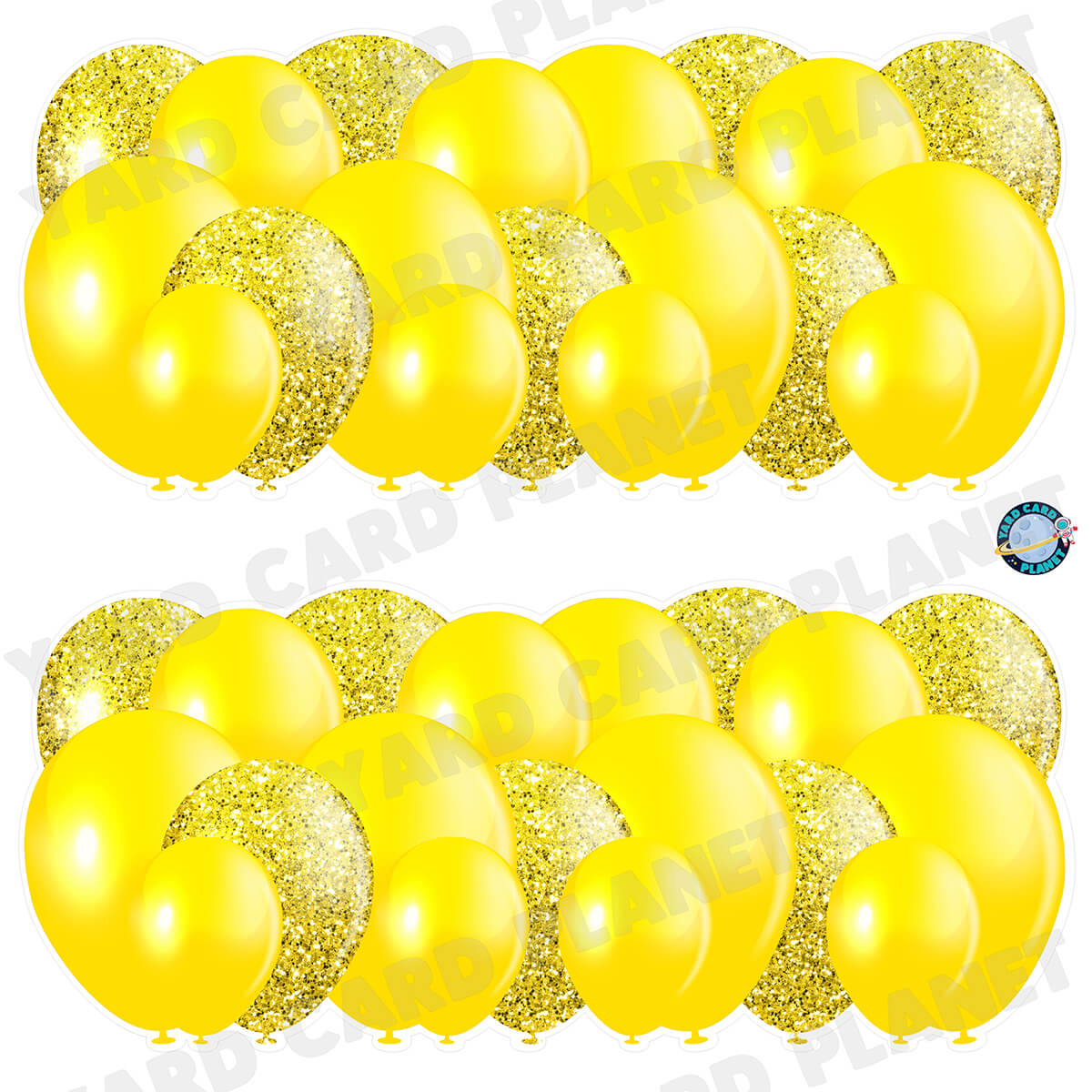 Yellow Solid and Glitter Pattern Balloon Panels Half Sheet Yard Card Set