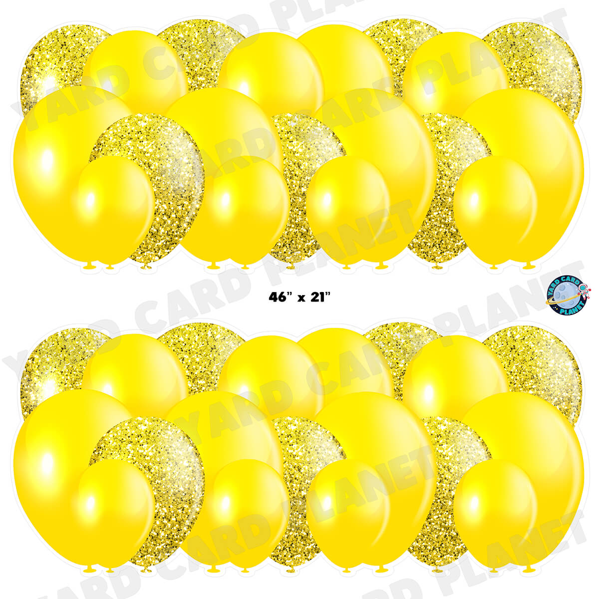 Yellow Solid and Glitter Pattern Balloon Panels Half Sheet Yard Card Set